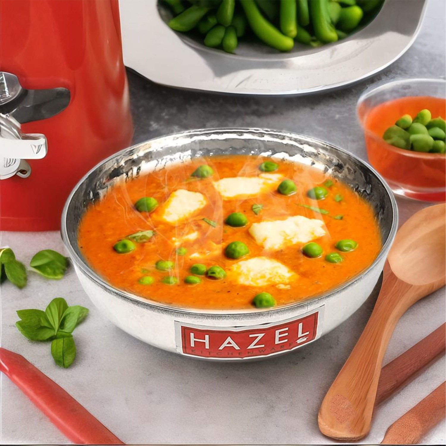 Image of HAZEL Stainless Steel Hammered Tone Kadai Tasra, Diameter 20.5 Kadhai 20.5 cm diameter 1.35 L capacity