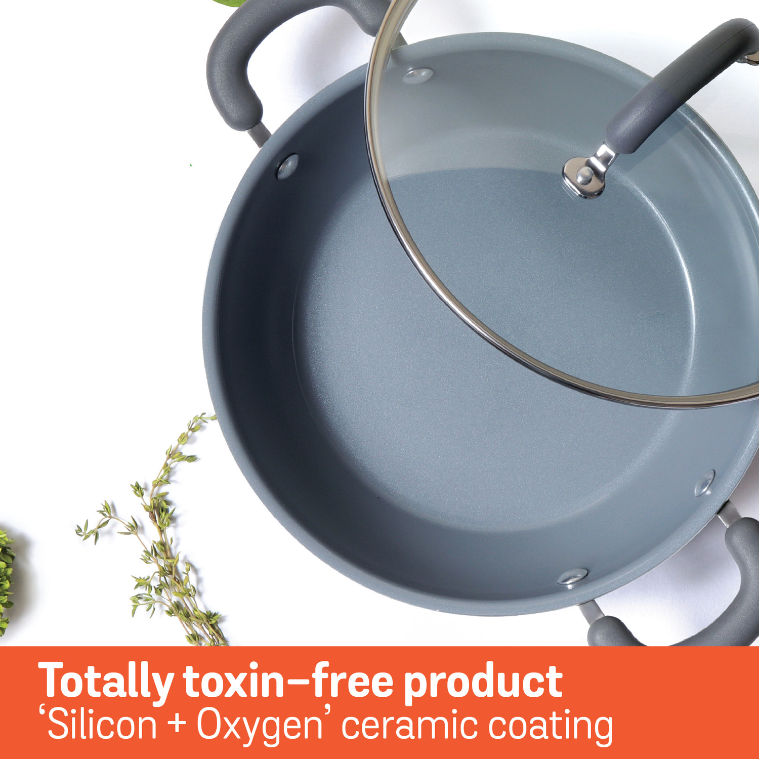 Image of Meyer Anzen Ceramic Coated 3 Piece Cookware Set Frypan, Kadai 20cm with Kadai Induction Bottom Cookware Set