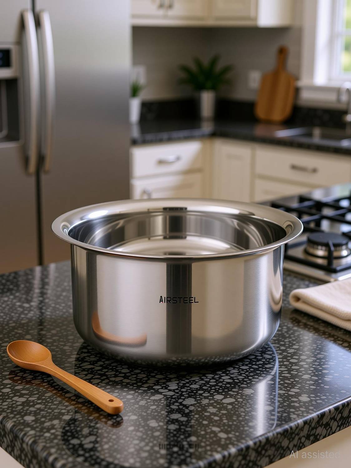 Airsteel Stainless Steel Heavy Flat Base Tope Tope/Bhagona/Patila 3 L capacity 26 cm diameter