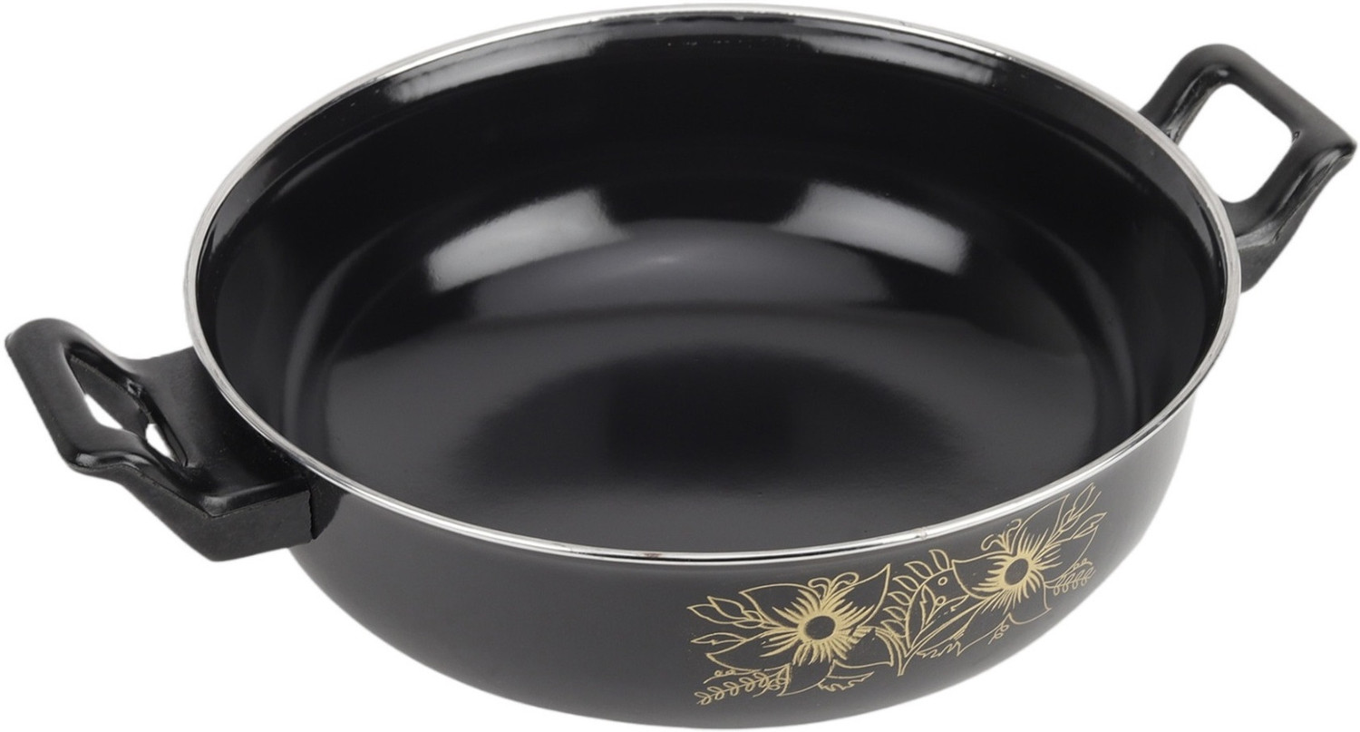 Image of SIWAAN Cookware - 4 Ltr. Enamel-Coated Steel Handi Kadhai 28 cm diameter 4 L capacity