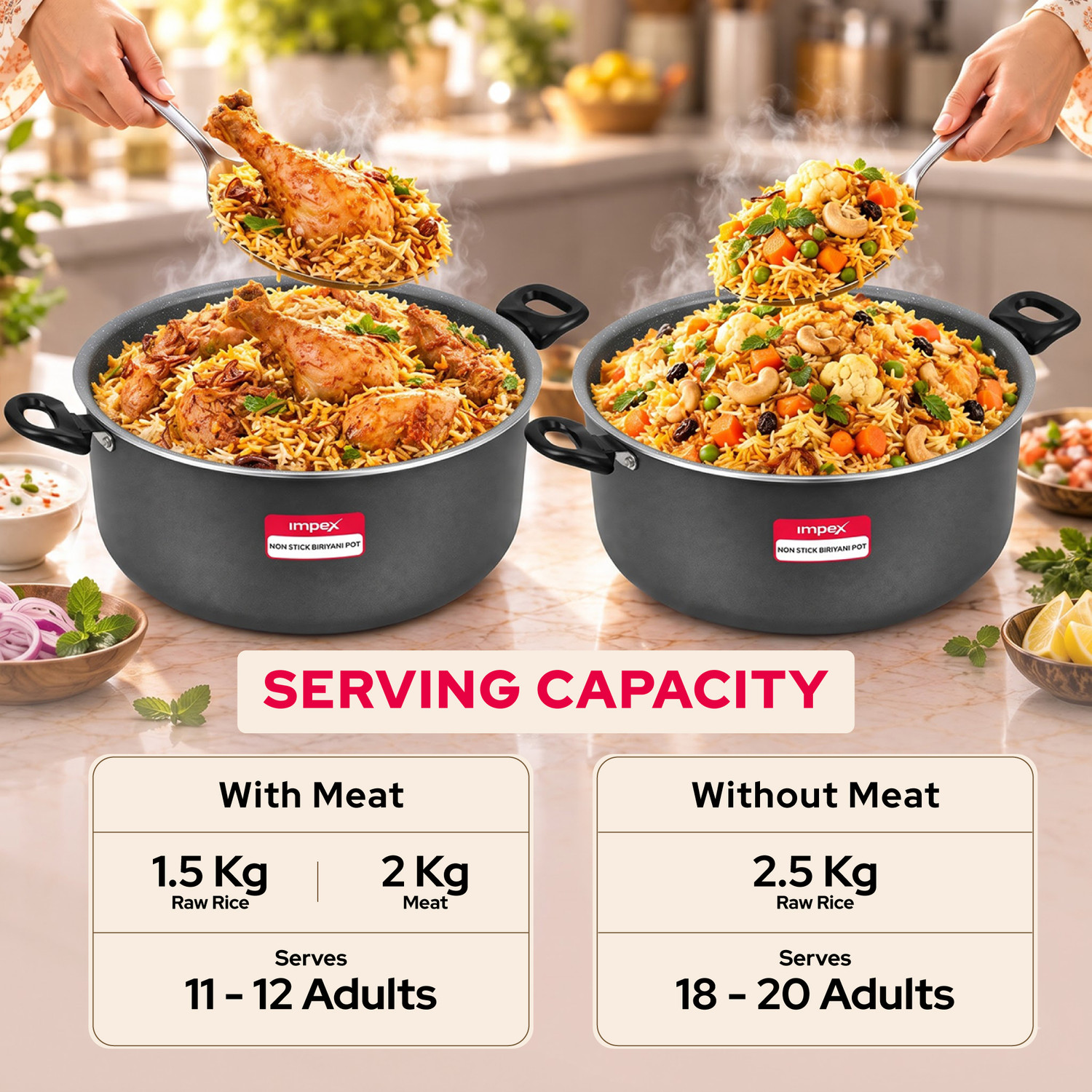 Image of IMPEX Nonstick Biriyani pot Sauce Pan 30 cm diameter with Lid 10 L capacity
