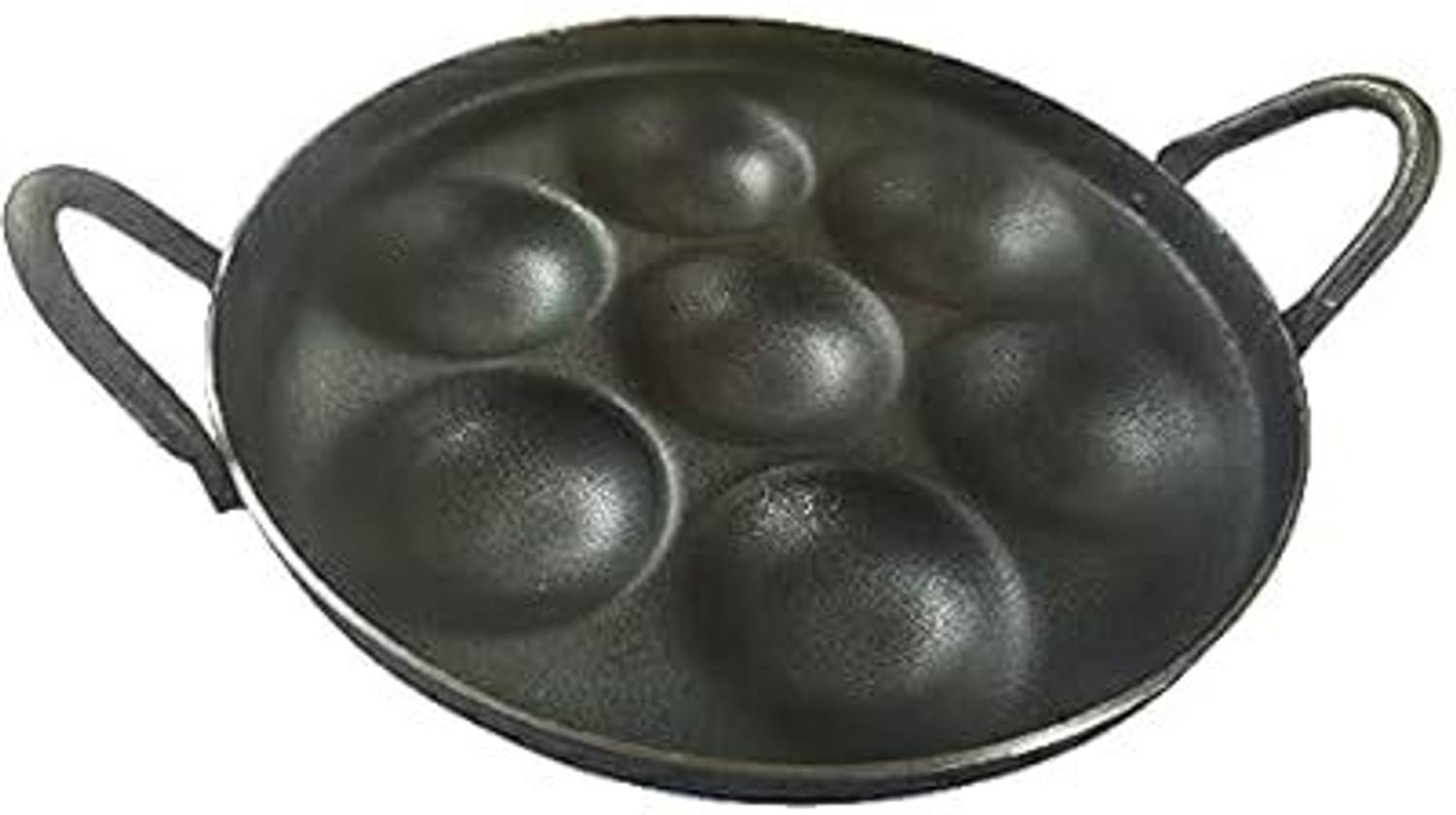 AGROMARK Iron Unniyappam Pan/Paniyarakkal Pan/Kuzhi Paniyaram/Unniyappam Maker-7 Cavity Paniarakkal Pan 20 cm diameter 1 L capacity