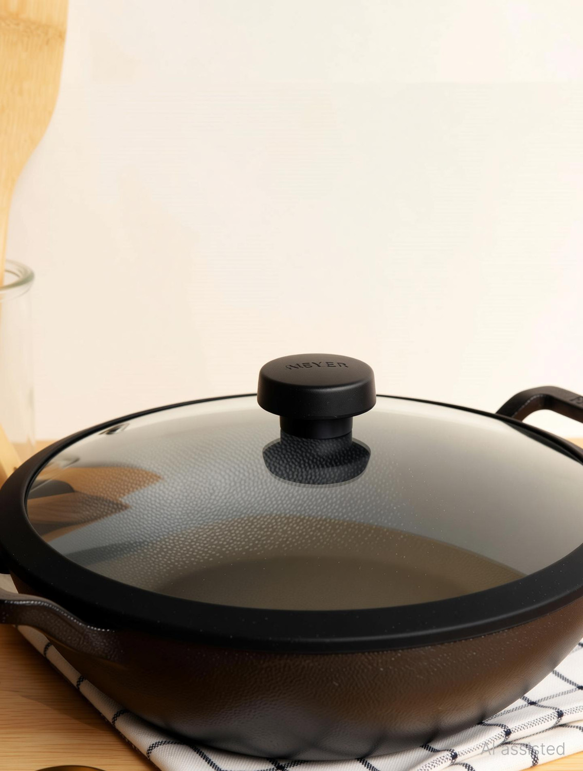 Image of Meyer Pre Seasoned Cast Iron Kadai|Iron Kadhai with Lid for Cooking and Stir Frying Kadhai 20 cm diameter with Lid 2 L capacity