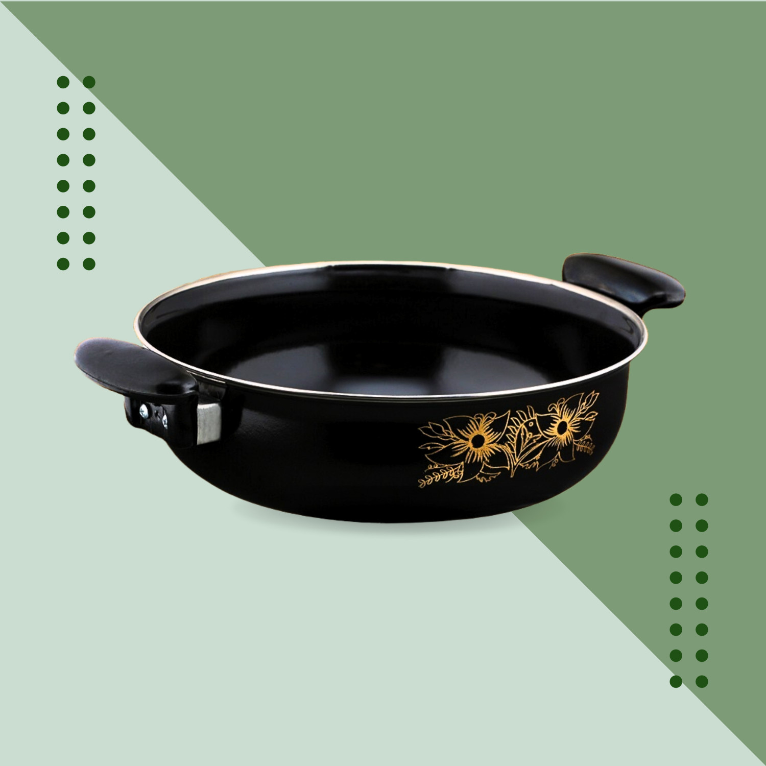 Image of SILVOSWAN Non Stick Kadhai (Black / 3.7 L) -10- Induction Bottom Non Stick Kadhai 27 cm diameter 3.7 L capacity