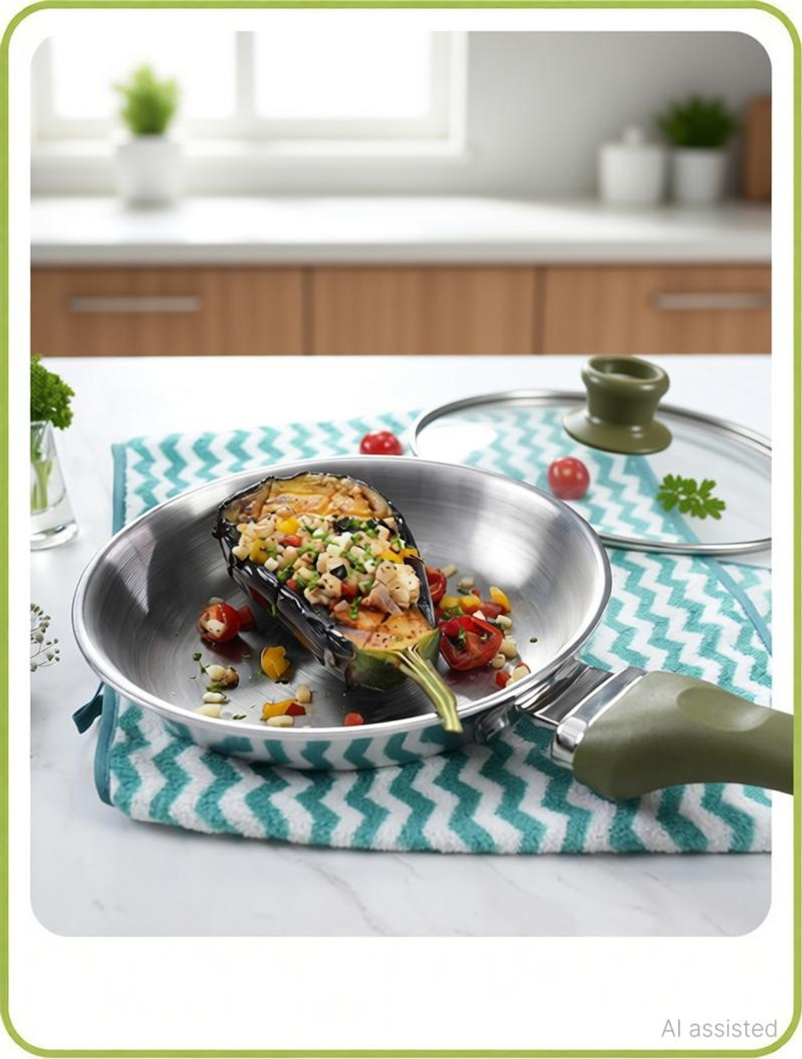 Image of THE CHEF STORY Haptik Series Triply Fry Pan 26 cm diameter with Lid 2.5 L capacity
