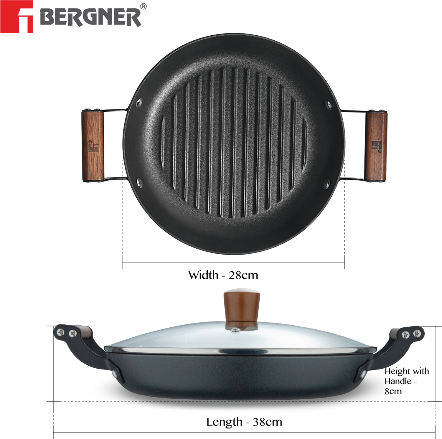 Image of BERGNER Odin Grill Pan 28 cm diameter with Lid 0 L capacity