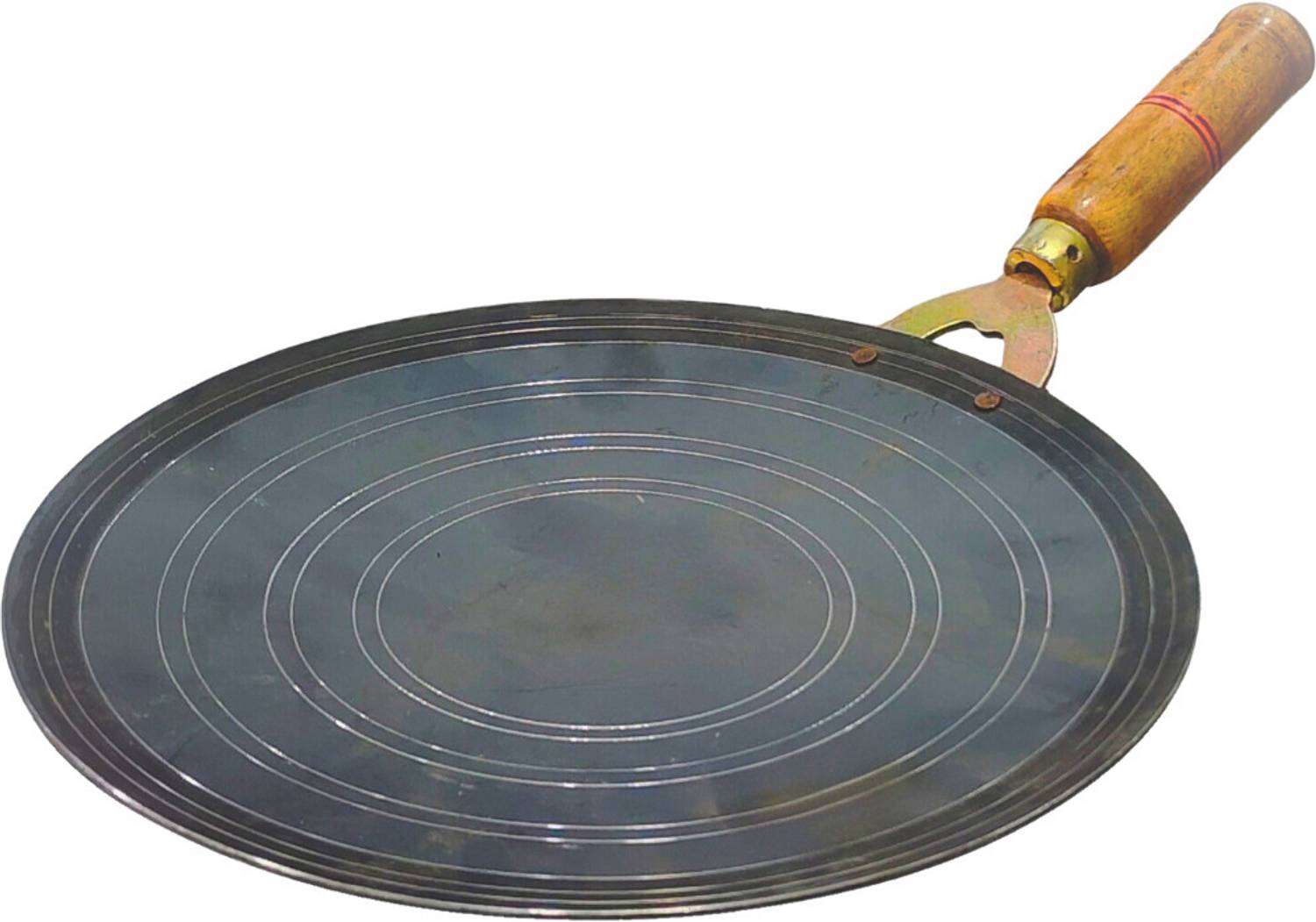 SLASHO Iron Tawa for Dosa/Chapathi with Wooden Handle Tawa 26 cm diameter — Tawa & Griddles