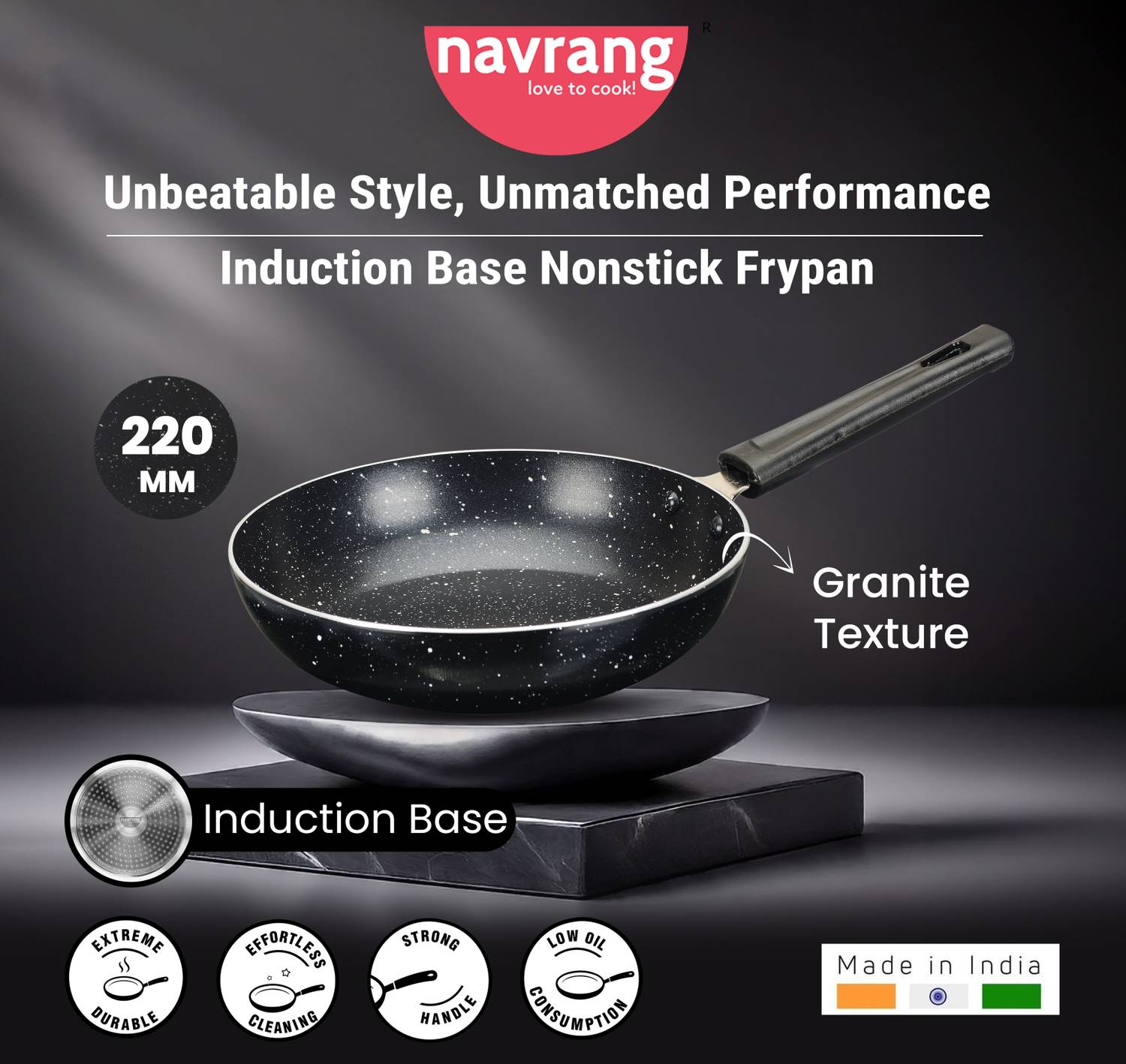 Navrang Induction Base Fry Pan 22 cm - Image 5