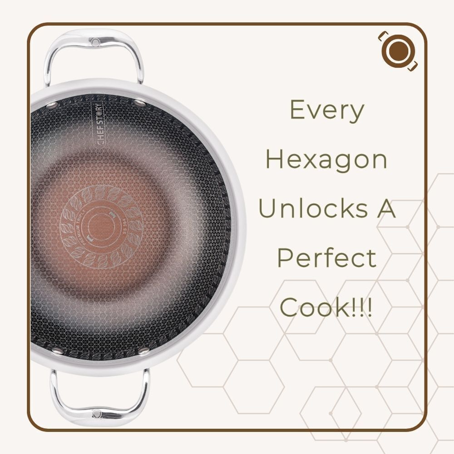 Image of THE CHEF STORY Tri-Geo Series Triply with Ceramic Coating Kadhai 20 cm diameter with Lid 1.5 L capacity