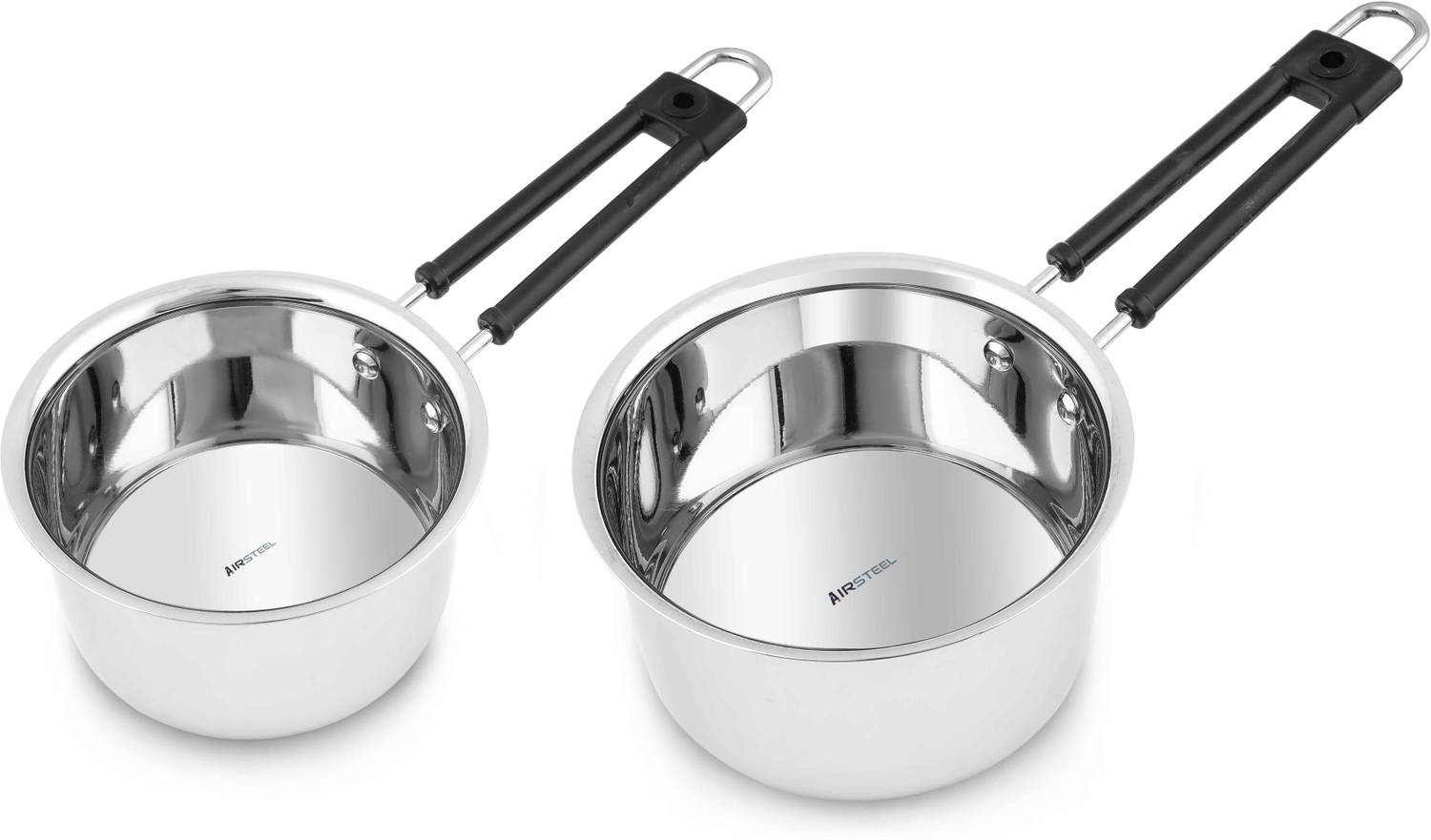 Airsteel Stainless Steel Sauce pan (set of 2) Milk Pan 10 cm, 15 cm diameter 0.8 L, 1.2 L capacity