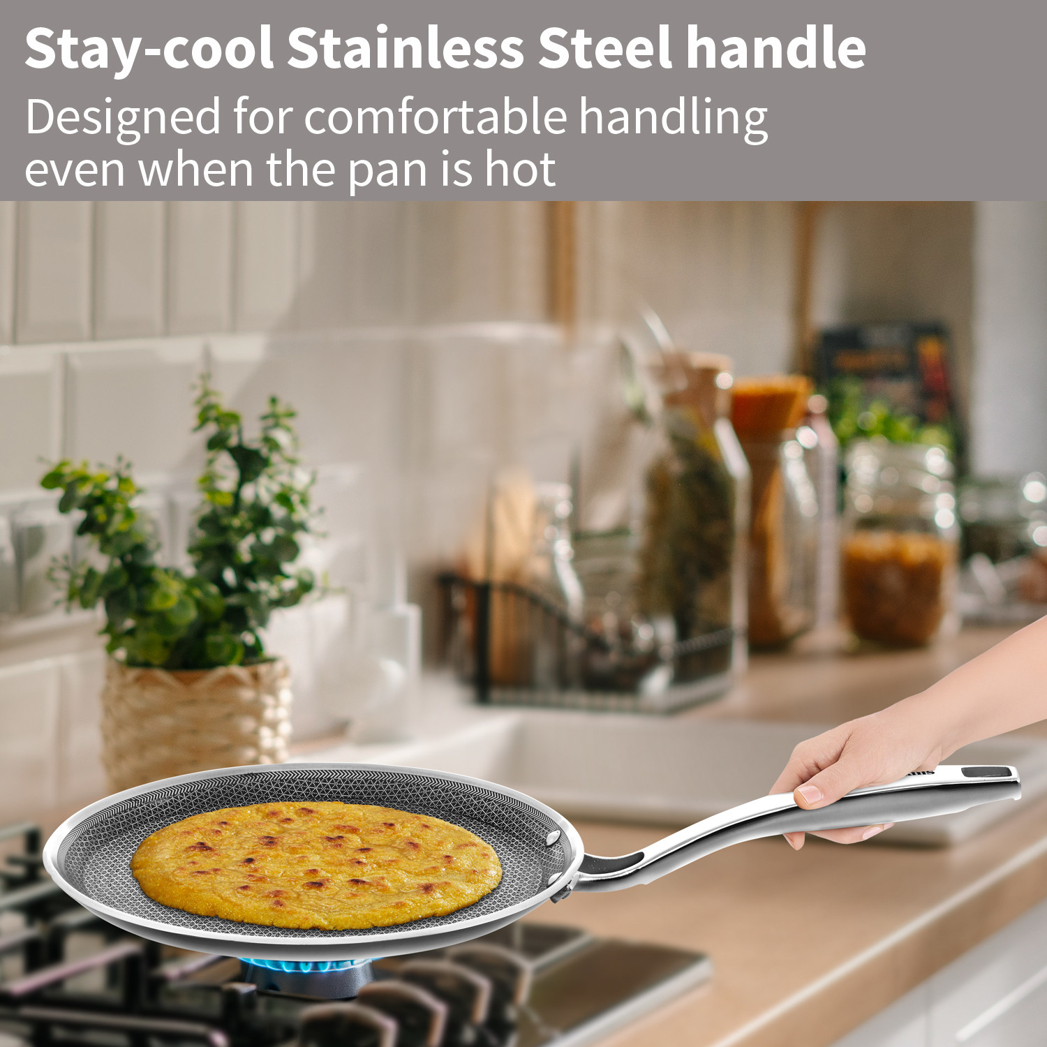 Image of Hawkins Pro Tri-Ply Stainless Steel with Shielded Nonstick Flat Tawa 26 cm diameter