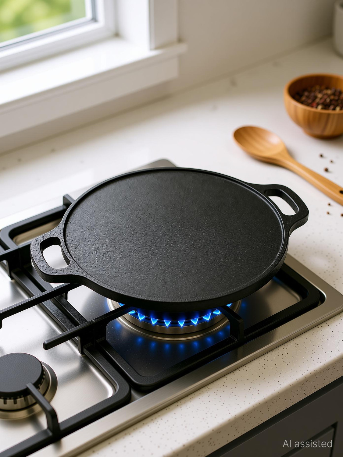 Image of M KHARAVAD MKHARAVAD CI-12 Pre-Seasoned Cast Iron Tawa Tawa 30 cm diameter