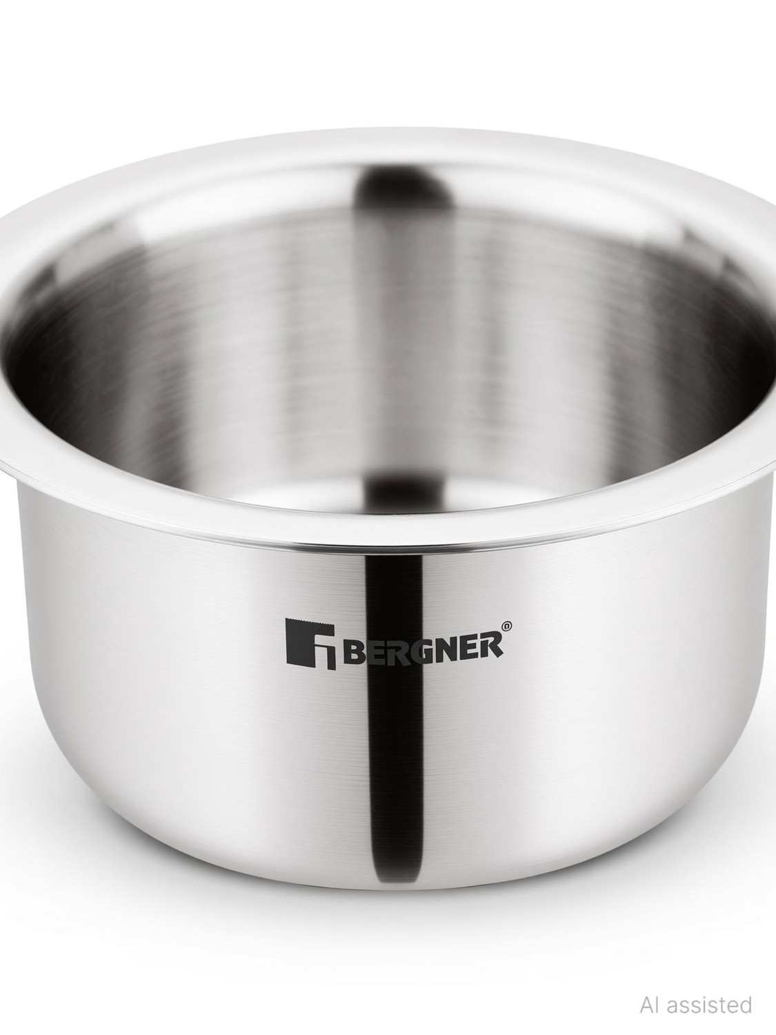 Image of BERGNER Tripro Triply Stainless Steel 2 Pcs Tope /Bhagona /Patila Set 1.3 L, 1.9 L capacity 14 cm, 16 cm diameter (Triply, Stainless Steel, Induction Bottom)