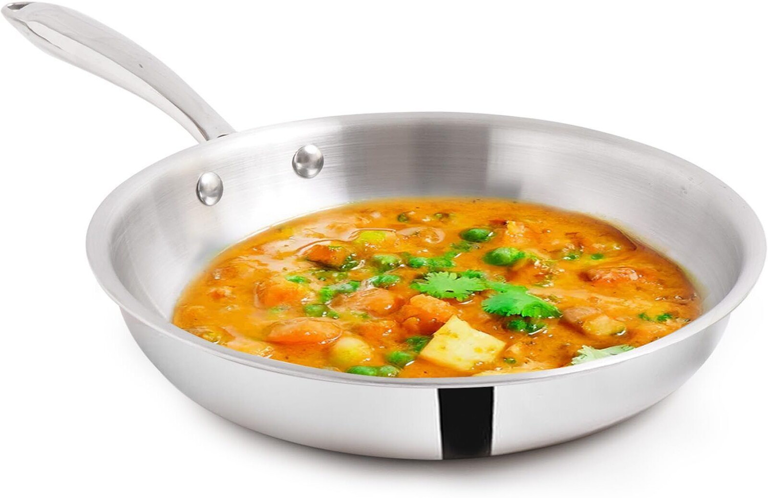 Image of The Indus Valley Triply Stainless Steel Fry Pan with Strong Handle - 8.7 inch Fry Pan 22 cm diameter 1.5 L capacity