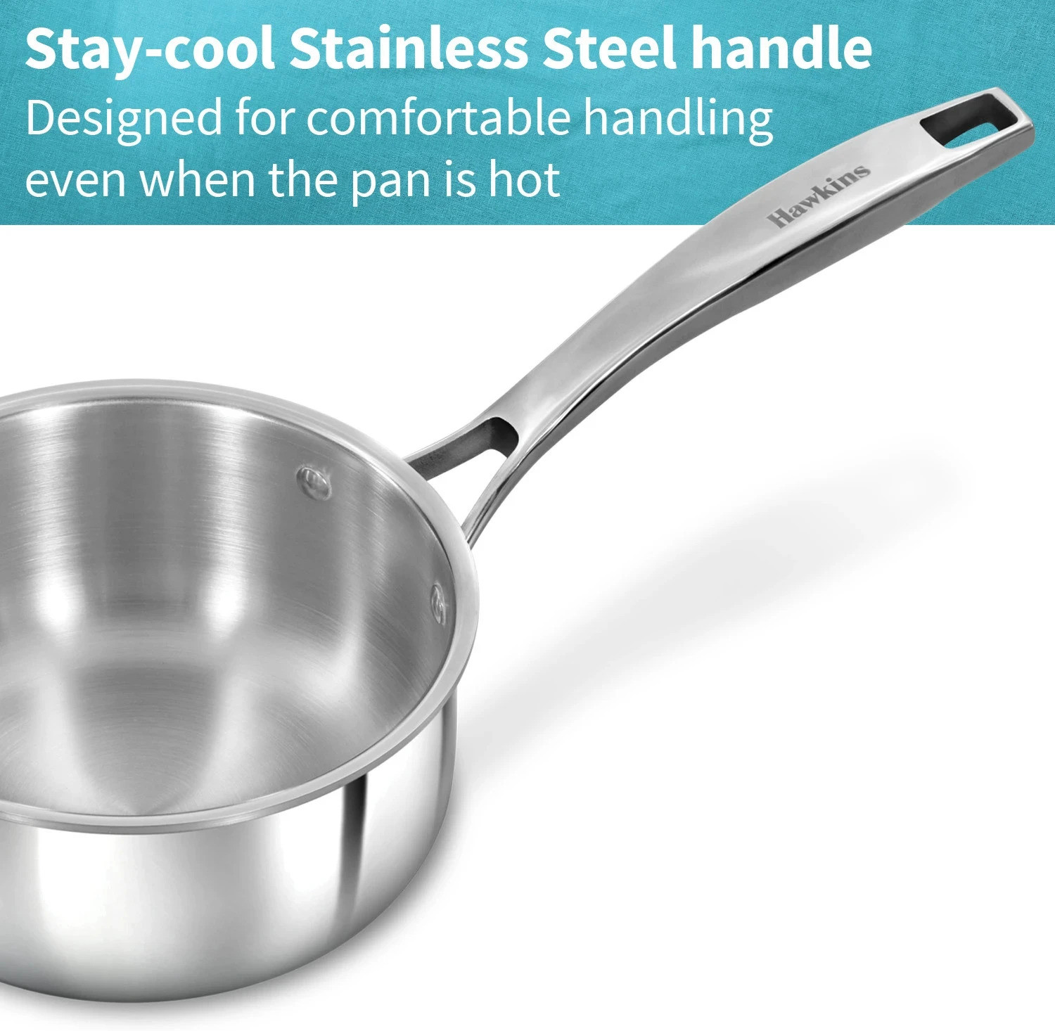 Image of Hawkins Pro 1.5 L Sauce Pan, TriPly Stainless Steel Tea Pan / Milk Pan, Silver (PSSP15S) Sauce Pan 16 cm diameter with Lid 1.5 L capacity