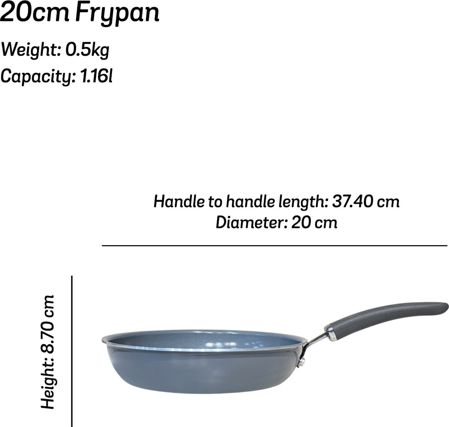 Image of Meyer Anzen Ceramic Coated Cookware Fry Pan 20 cm diameter 1.16 L capacity