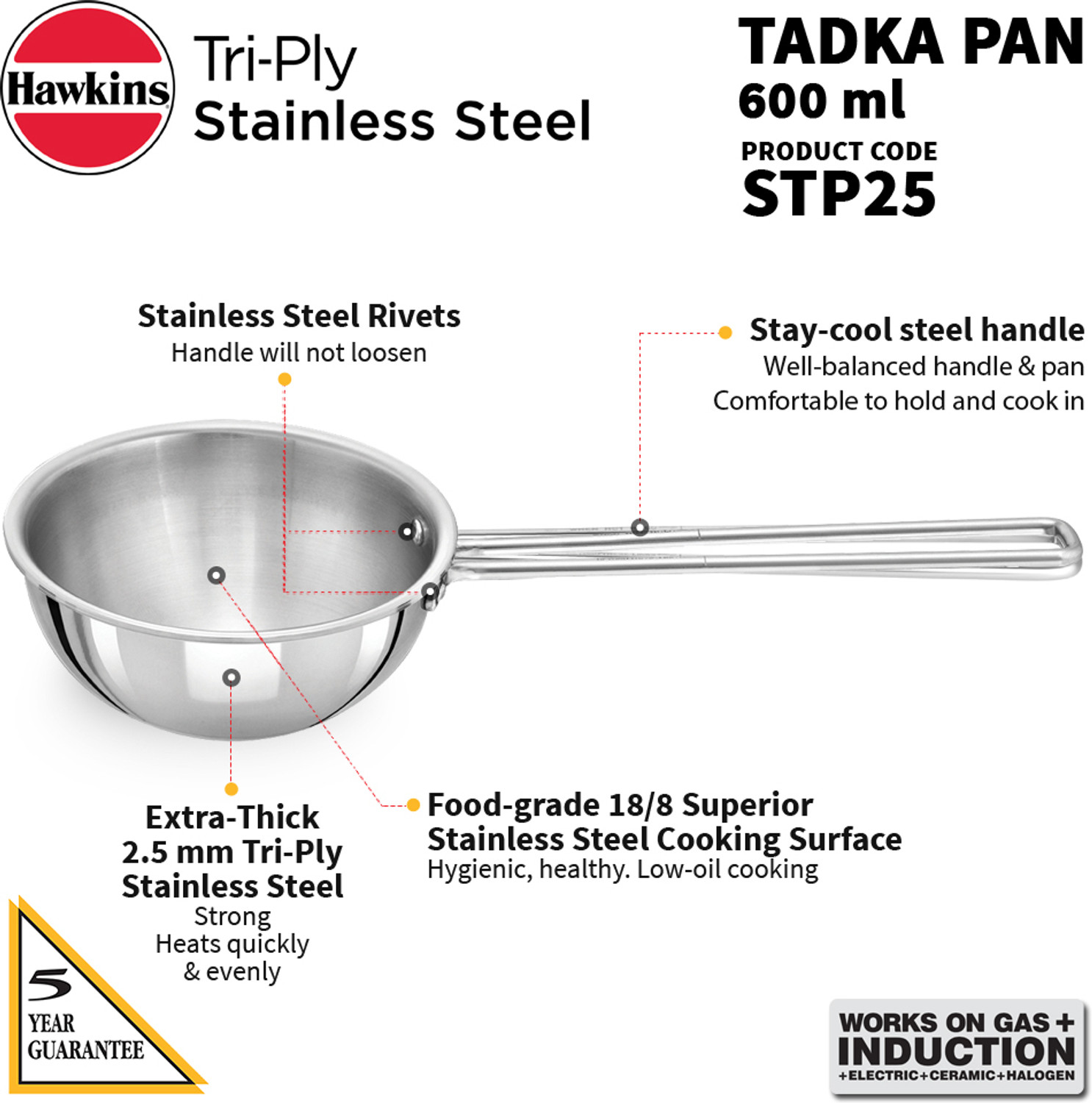 Image of Hawkins 2.5 Cup(STP25) Tadka Pan 14.6 cm diameter 0.6 L capacity