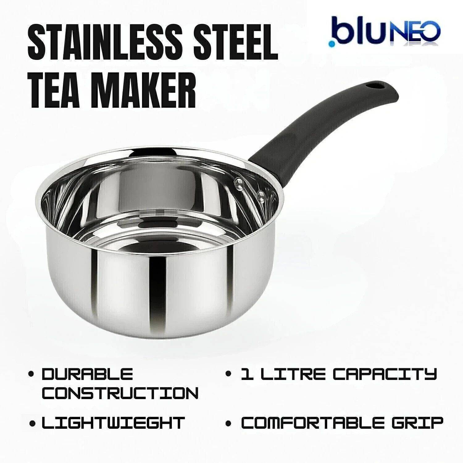 BluNeo Tea Maker/Milk Pan/Tapeli/Patila/Pot Pan/Bhagona with Strong Bakelite Handle Sauce Pan 14 cm diameter 1 L capacity