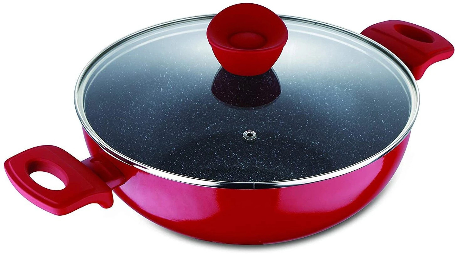 Image of BERGNER Bellini Plus Pressed 5-Layer Non-Stick Aluminium Induction Bottom Kadhai 20 cm diameter with Lid 2.3 L capacity (Aluminium, Non-stick, Induction Bottom)