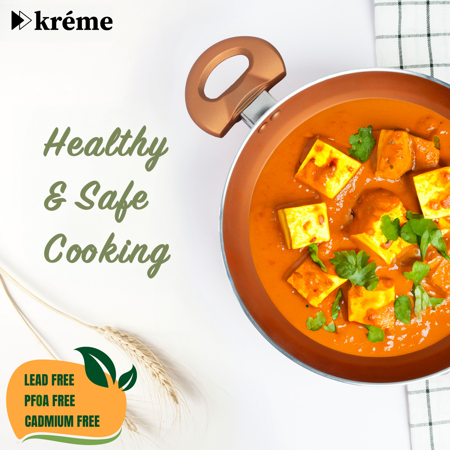 Image of Kreme Sonet Kadhai 2.5 Litre 24 cm diameter with Lid Kadhai 24 cm diameter with Lid 2.5 L capacity