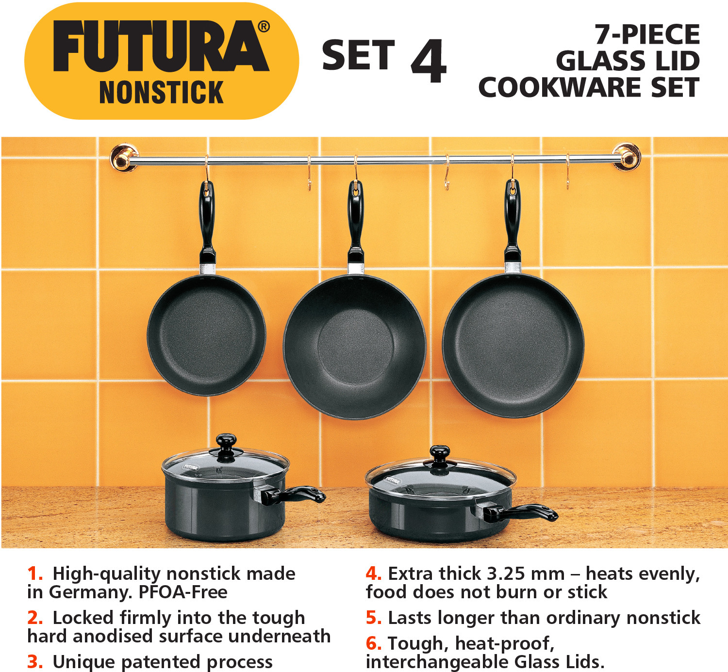 Image of Hawkins Futura 5 Pc Cookware Set 4-Frying, Stir-Fry, Curry and Sauce Pans Combo (NSET4) Pot 26 cm diameter 1 L capacity with Lid