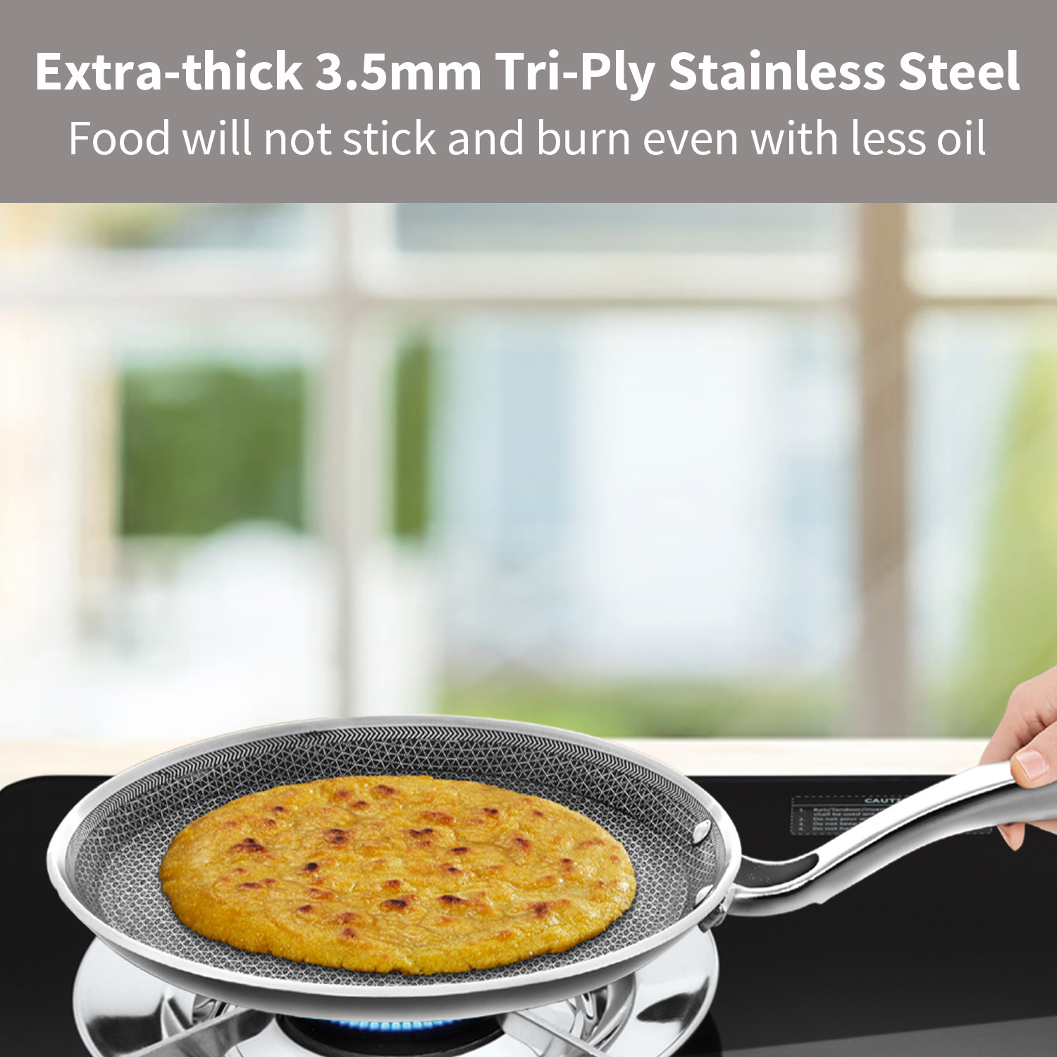 Image of Hawkins Pro Tri-Ply Stainless Steel with Shielded Nonstick Flat Tawa 26 cm diameter