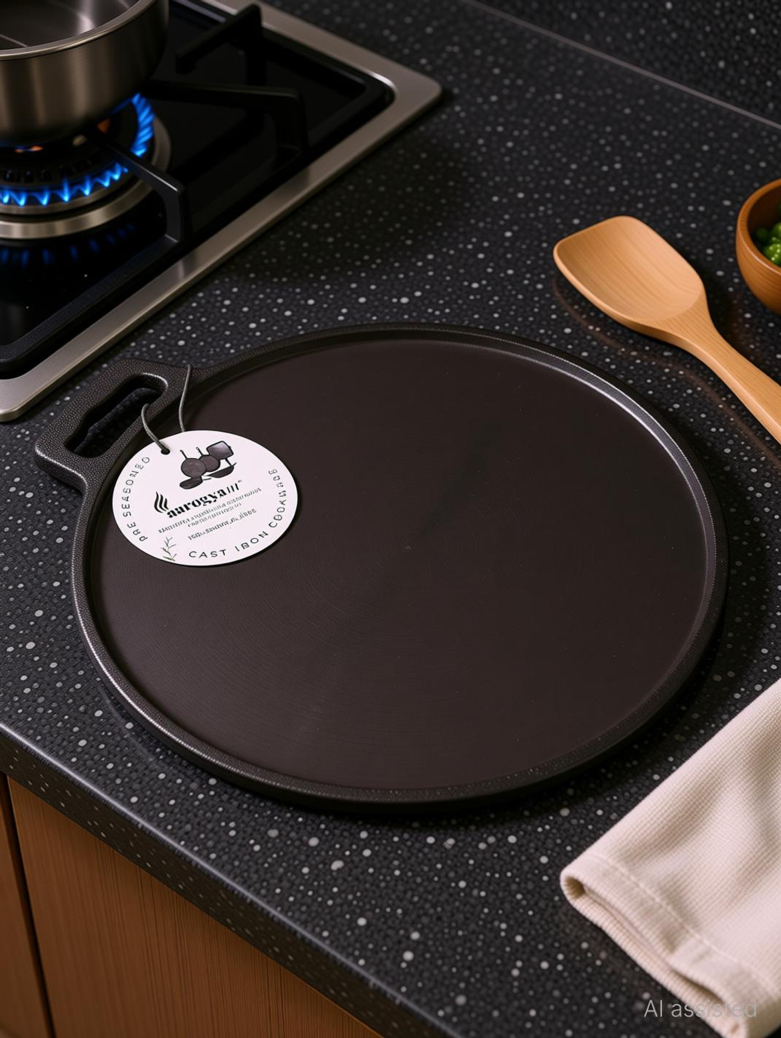 Image of Aarogyam Cast Iron Dosa Tawa Single Handle, Pre Seasoned, 12 Inch Diameter Tawa 31 cm diameter