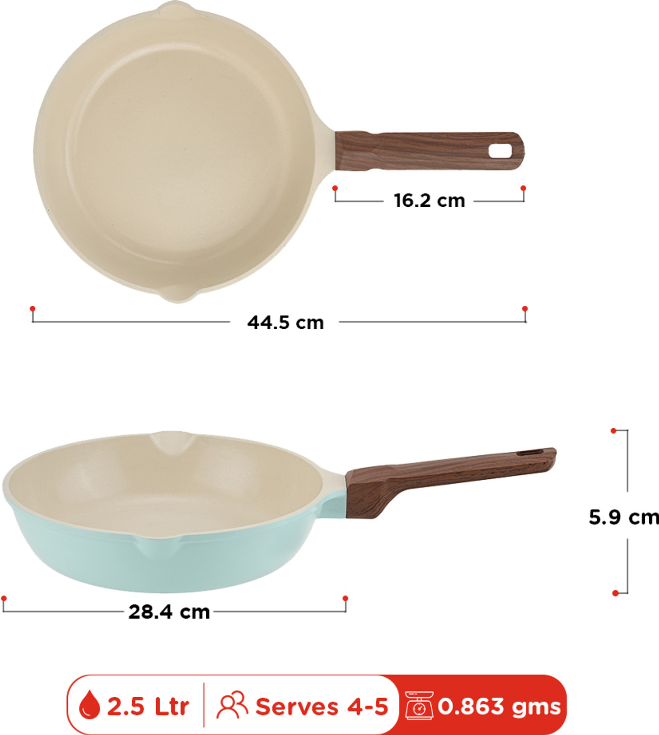 Image of VINOD Vinod Ceravit Non Stick Ceramic Fry Pan 26 cm diameter 2.5 L capacity