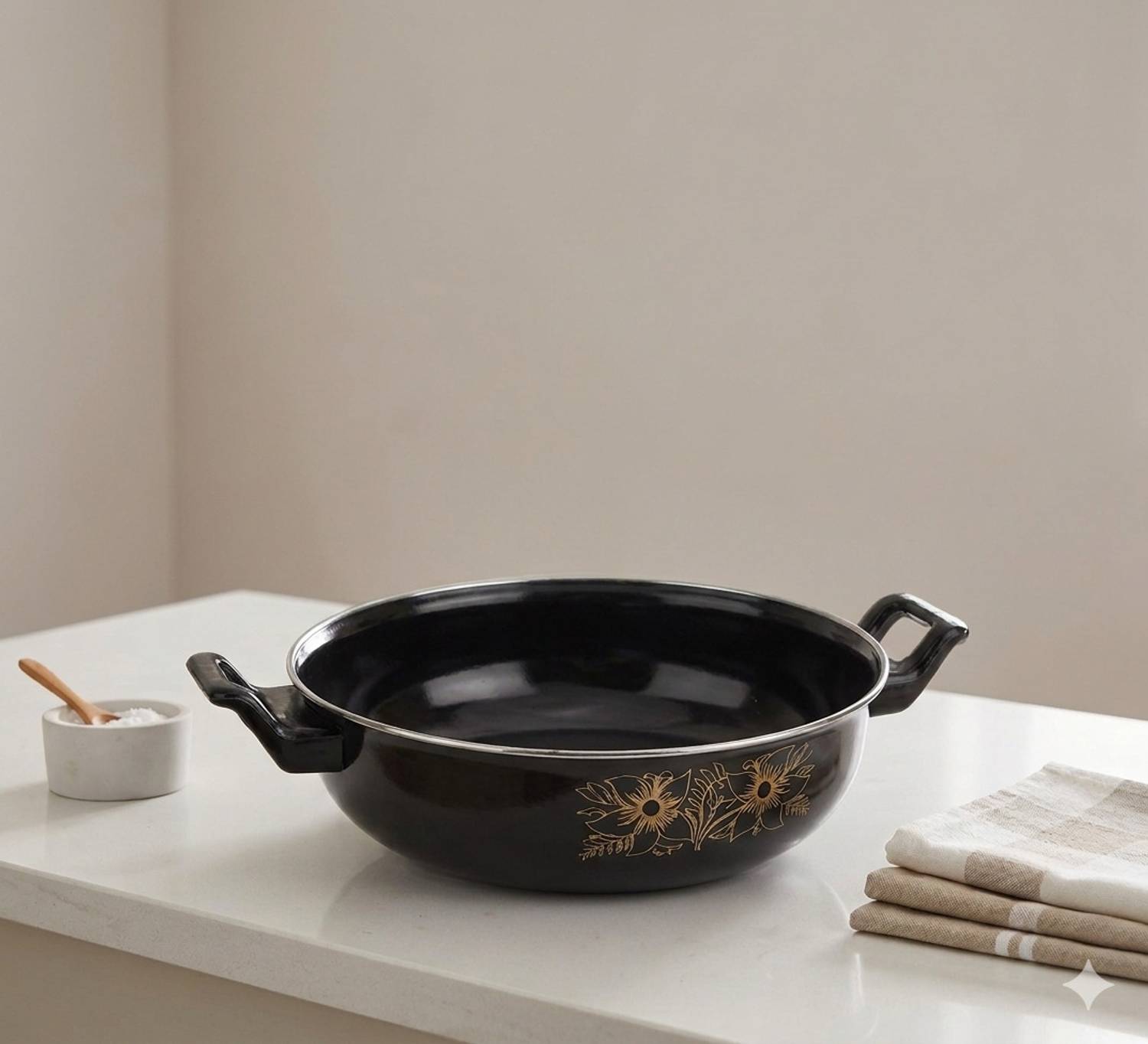 Jainpet Non-Stick Floral Kadhai Kadhai 26 cm diameter 3 L capacity — Kadai & Handi