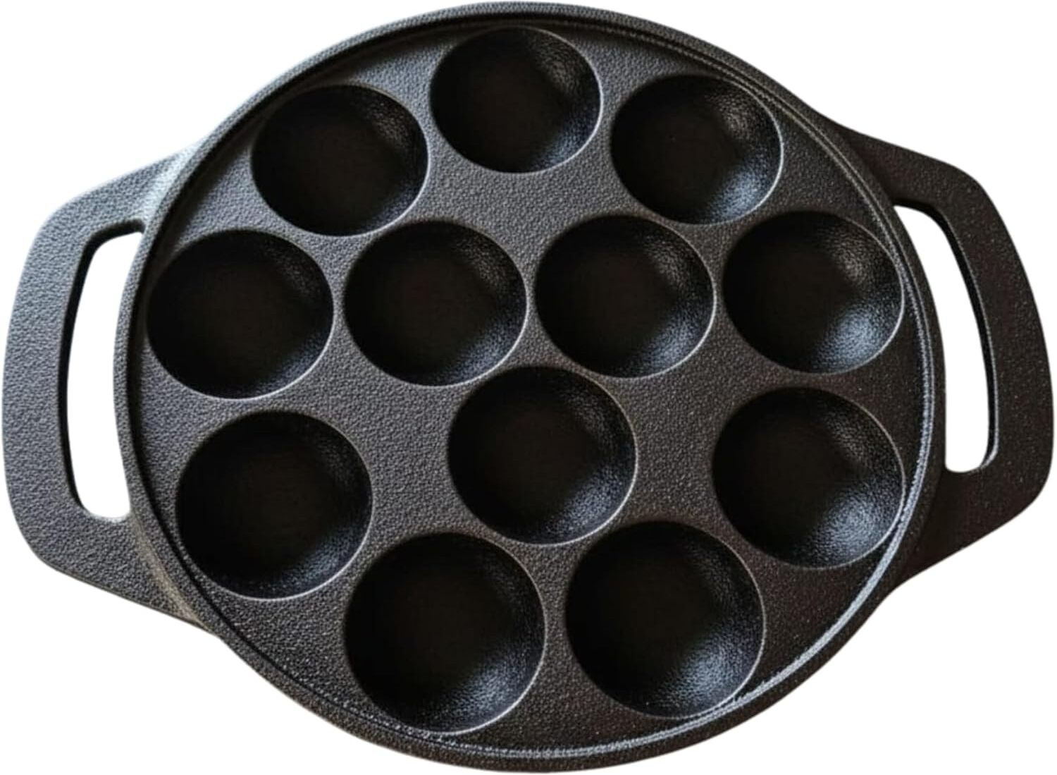 Image of M KHARAVAD 12 Pit Cast Iron Appam Pan Chetty Pan 27 cm diameter 3.9 L capacity