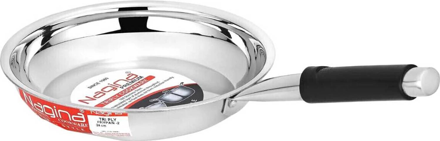 NAGINA COOKWARE Triply Steel Fry Pan 20 cm diameter 1 L capacity