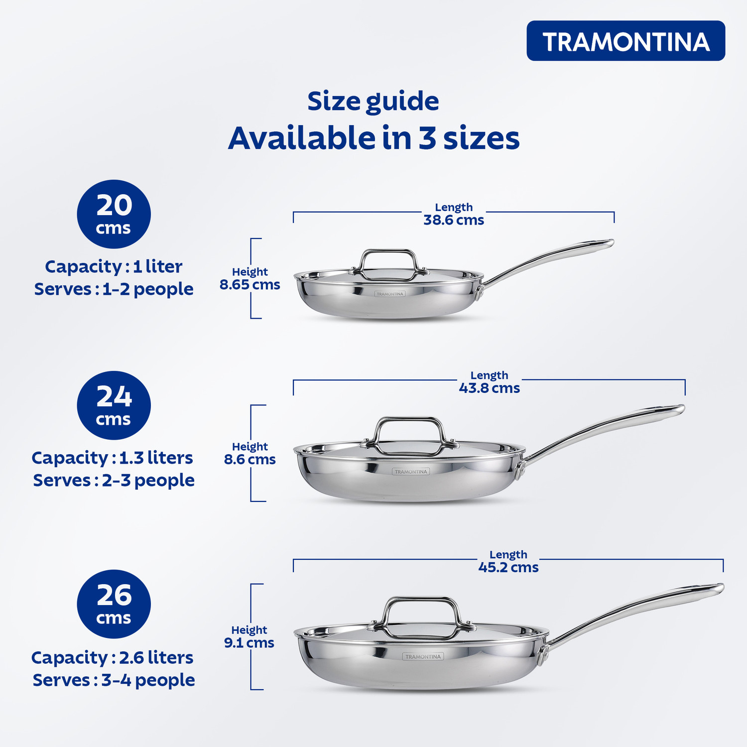 Image of Tramontina Fusao Healthy Ceramic| Non Toxic (PFAS / PTFE / PFOA Free) Omlete|Saute| Fry Pan 20 cm diameter with Lid 1 L capacity