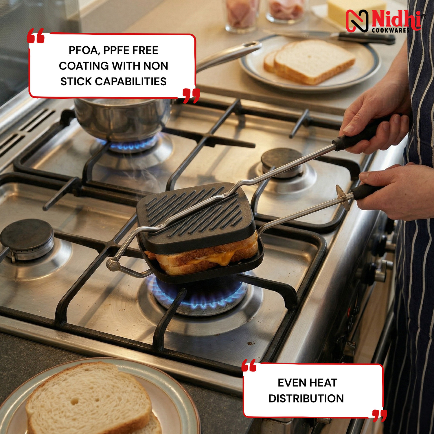 Image of N NIDHI Hand Grill Toaster Grill Sandwich Maker (Black)