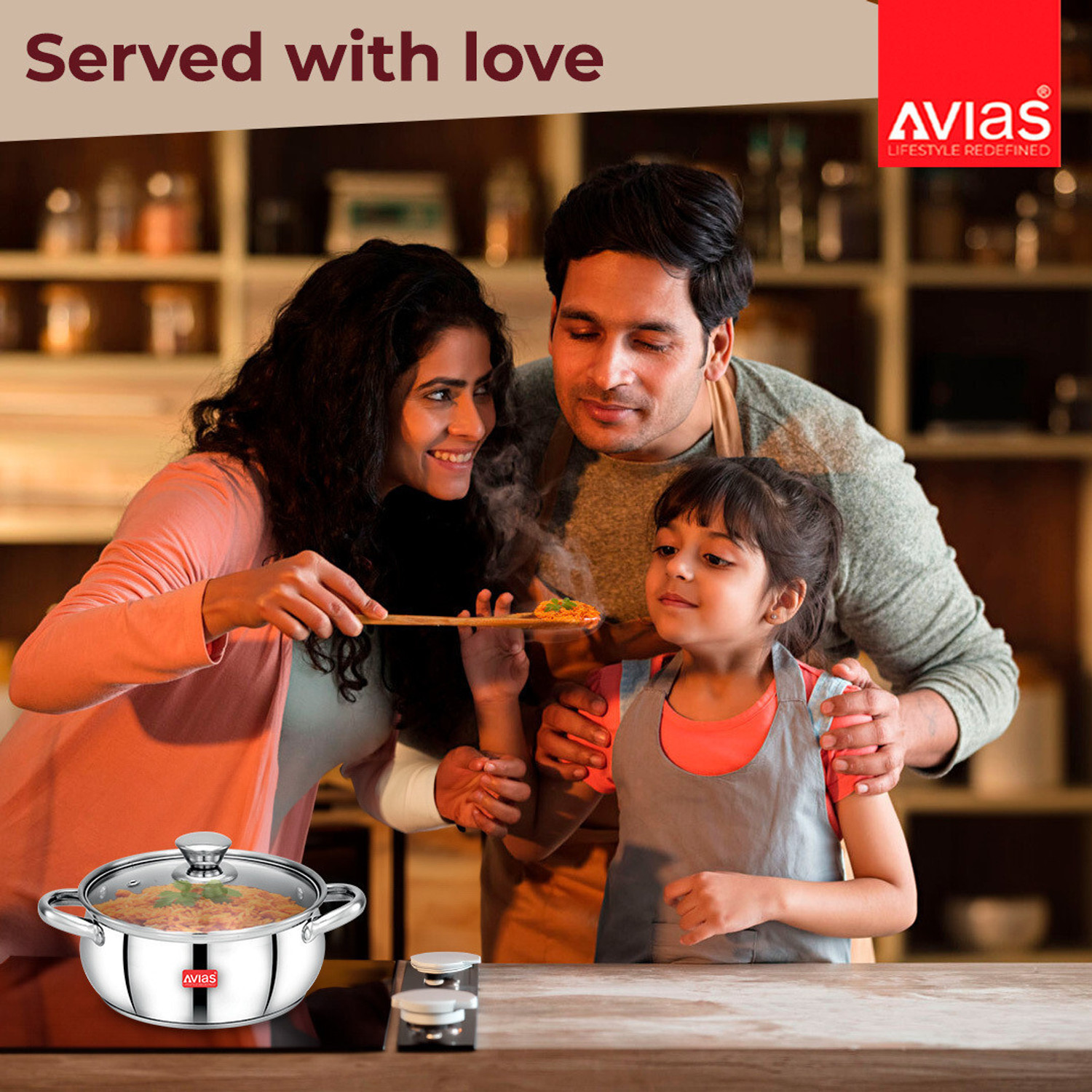 Image of AVIAS IB Cookpot with Glass Lid /Gas Stove Friendly /Rust-Resistant Cookware Pot 16 cm diameter 2 L capacity with Lid