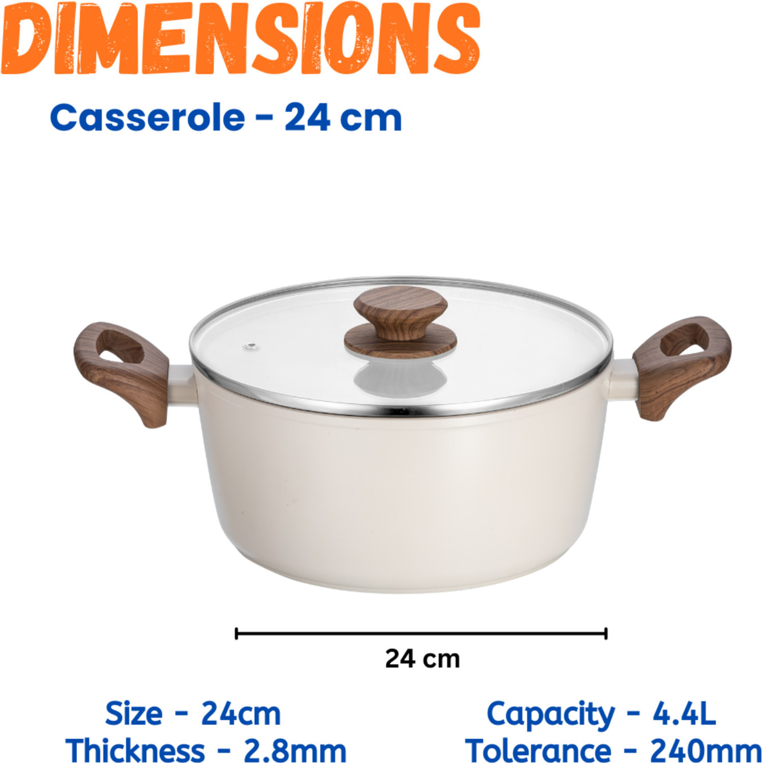 Image of Stellyfire Stellyfire Forged Ceramic Casserole - 24cm (White) Pot 24 cm diameter 4.4 L capacity with Lid