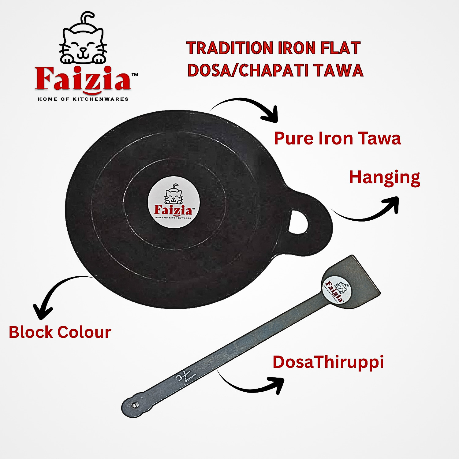 Image of faizia Induction and gas stove compatible dosa tawa Tawa 36 cm diameter with Lid