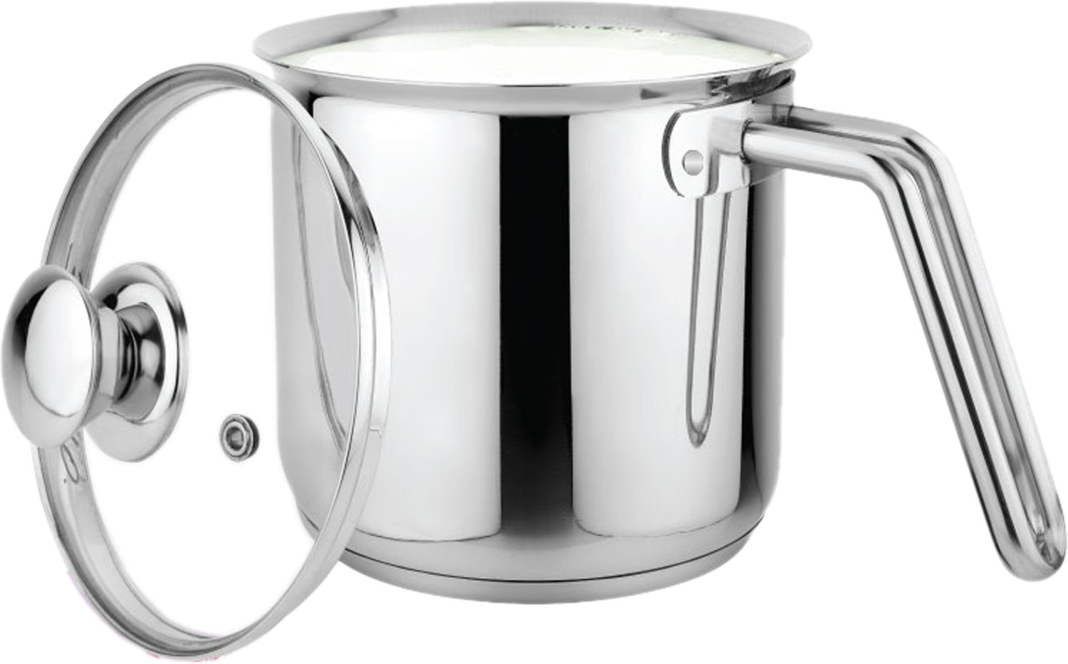 Image of PRABHA Heavy Gauge Encapsulated Base Stainless Steel Milk Pot Milk Boiler Pot 11 cm diameter 1.1 L capacity with Lid
