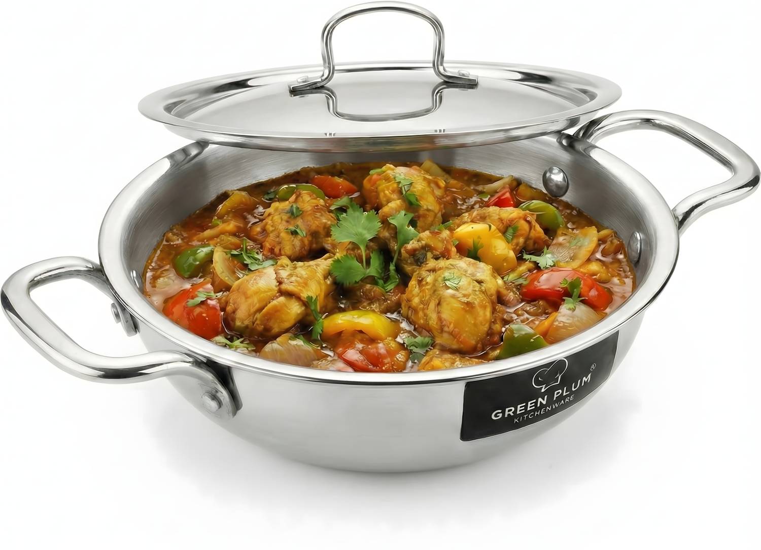 greenplum Kadhai 20 cm diameter with Lid 1.5 L capacity (Triply,