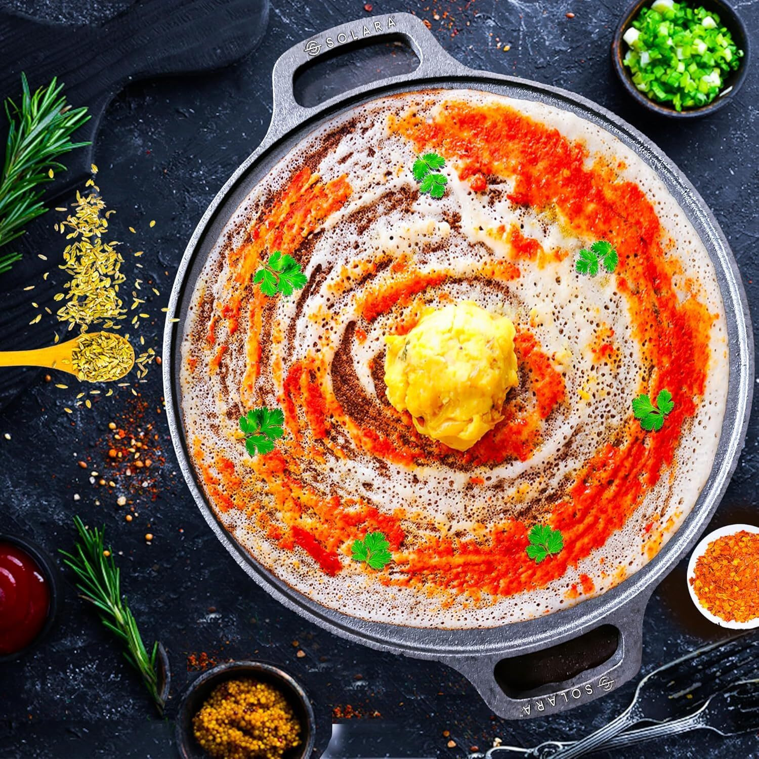 Image of Solara Cast Iron Dosa Tawa 10 Inch Tawa 25 cm diameter