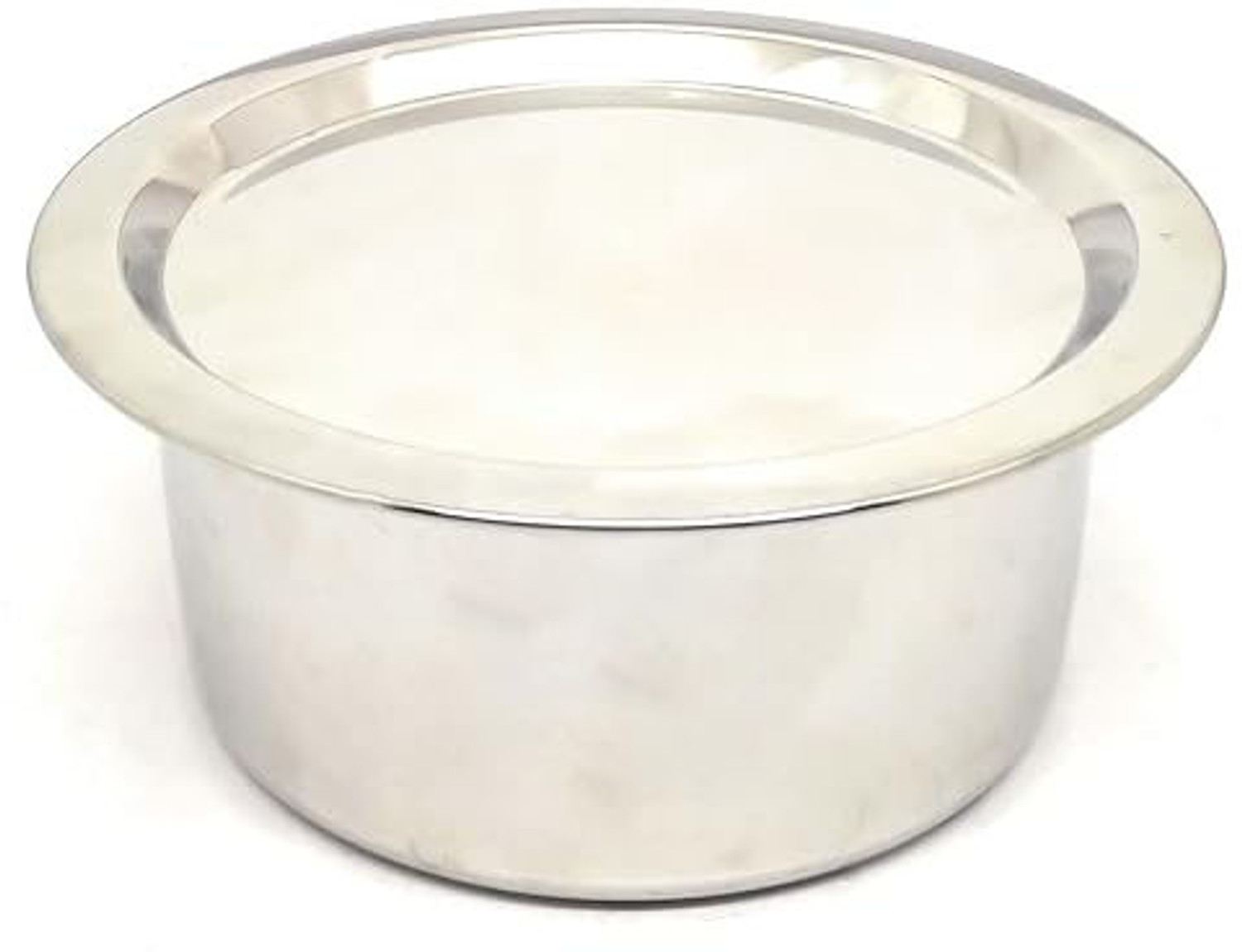 Image of SUPER HK PRODUCTS Steel Tope with Lid Heavy Gauge Flat Bottom Vessel Cooking Pot Bhagona Dekchi Tope /Bhagona /Patila with Lid 4 L capacity 21.58 cm diameter