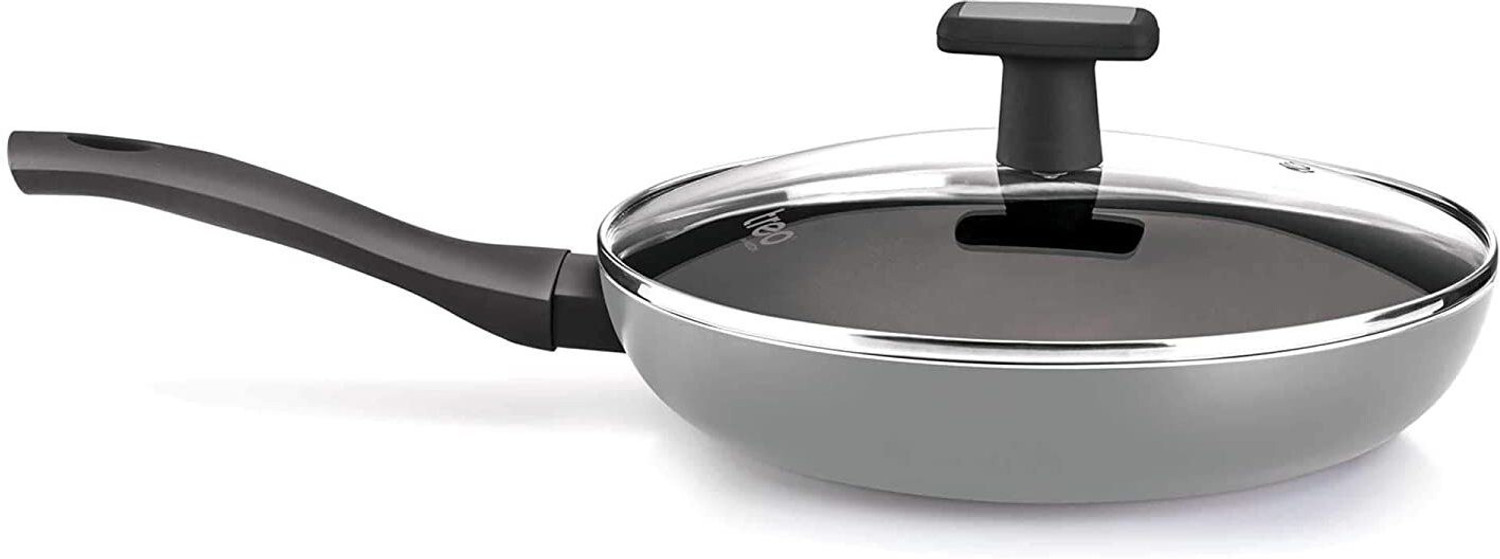 Image of MILTON Pro Cook Black Pearl Induction Fry Pan with Glass Lid, 24 cm Fry Pan 24 cm diameter with Lid 1.8 L capacity