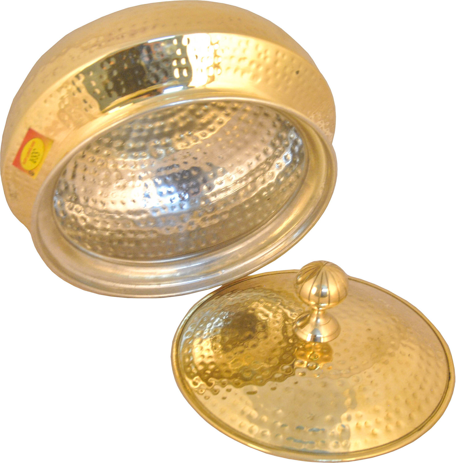 Image of Shivshakti Arts Brass Hammered Biryani Handi Chaffing Dish Patili with Lid,Tin Lining,Cookware Handi 5 L with Lid