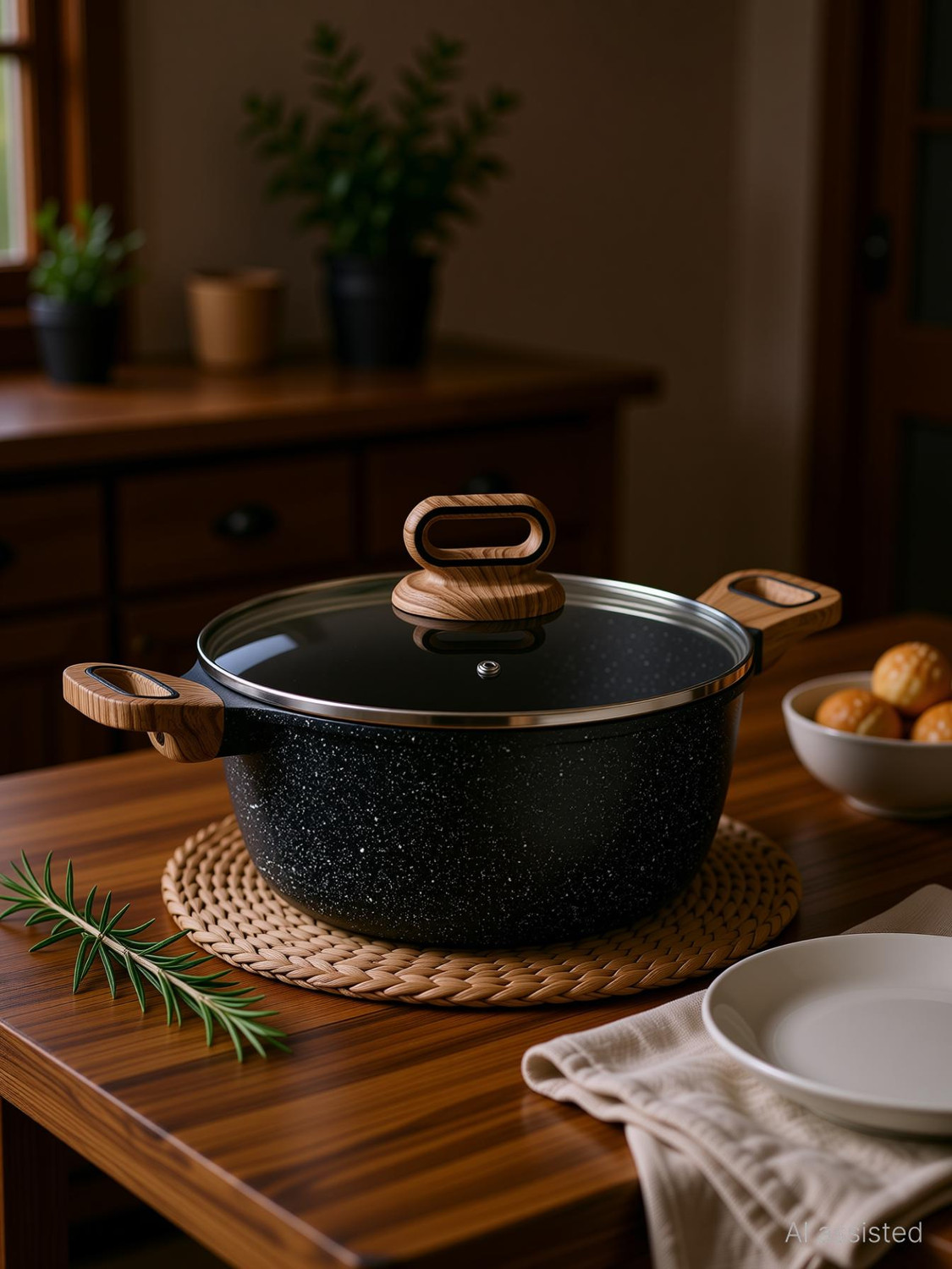 Image of BERGNER Ultimate ILag Marble Non-Stick Induction Base Dutch Oven with Lid 3.8 L capacity 24 cm diameter