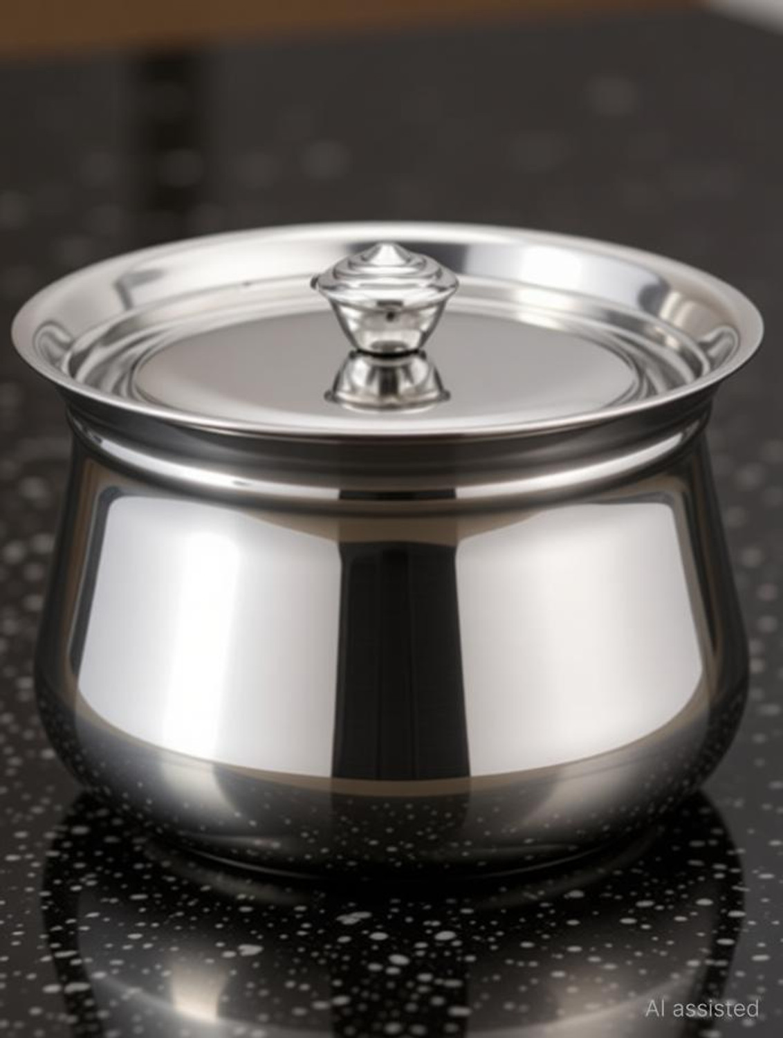 Image of AadiVeer 20G Stainless Steel Handi | Milk Pot | Steel Pot | Dahi Handi With Lid Pot 11 cm, 13 cm diameter 0.4 L, 1 L capacity with Lid