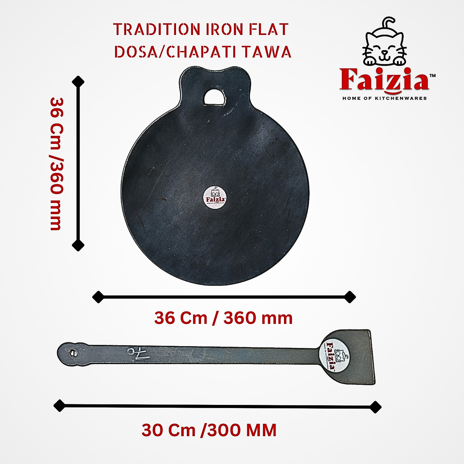 Image of faizia Induction and gas stove compatible dosa tawa Tawa 36 cm diameter with Lid