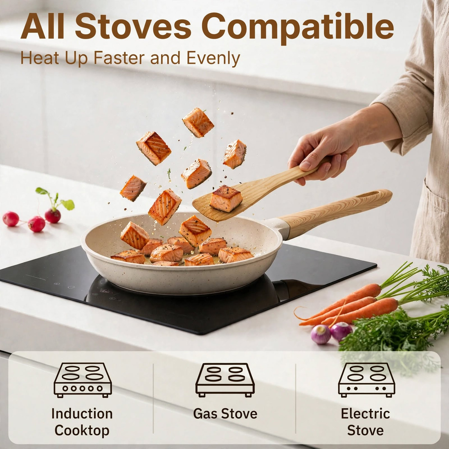 Image of Kreme CeraStone Granite Fry Pan 24 cm diameter 1.7 L capacity (Aluminium, Stoneware, Non-stick, Induction Bottom)