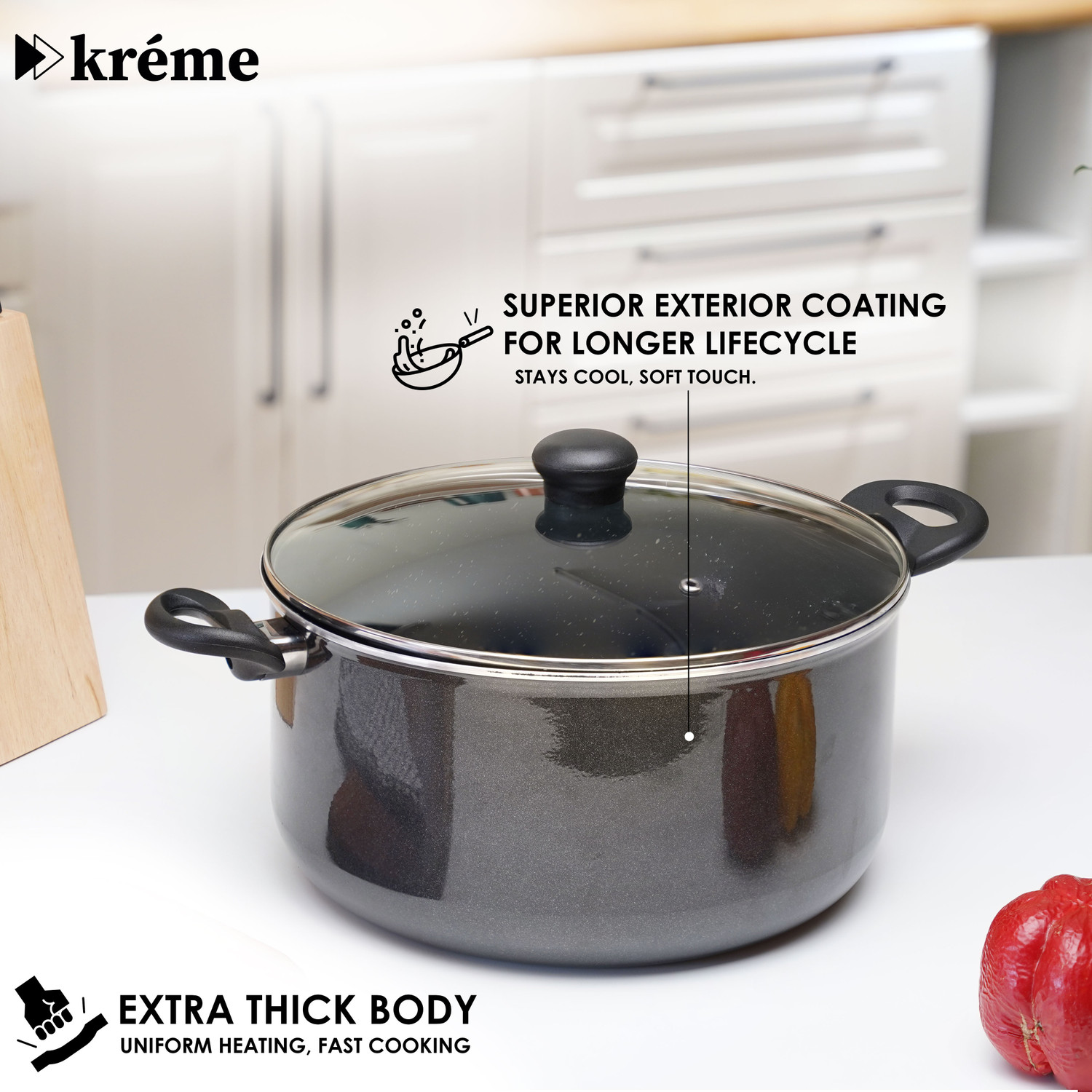 Image of Kreme Glaze Casserole / Biriyani Pot 8 Litre 28cm Pot 28 cm diameter 8 L capacity with Lid
