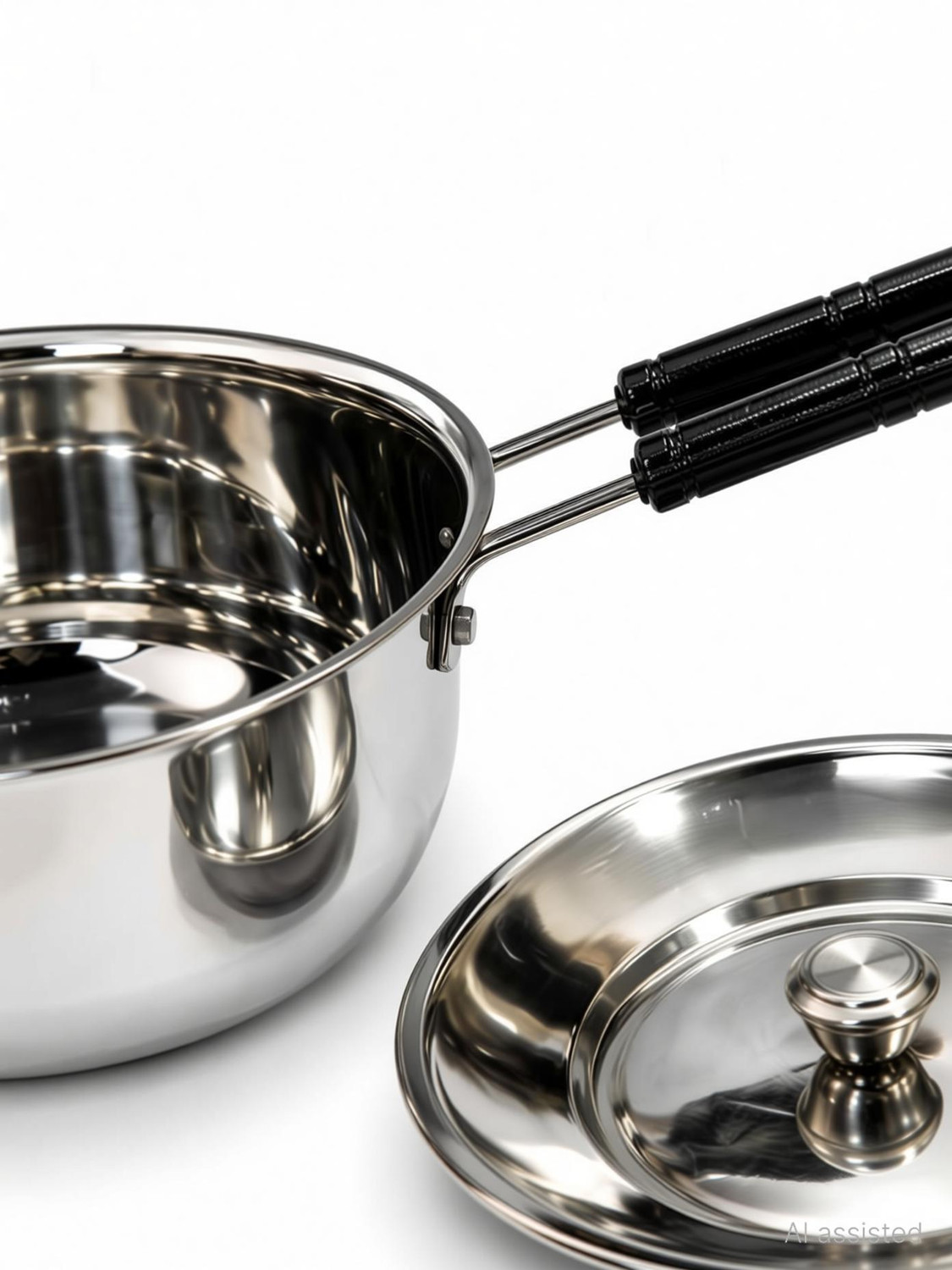 Image of BurmanMetalCraft Stainless steel Saucepan 1 Ltr with Lid Tope /Bhagona /Patila with Lid 1 L capacity 16 cm diameter