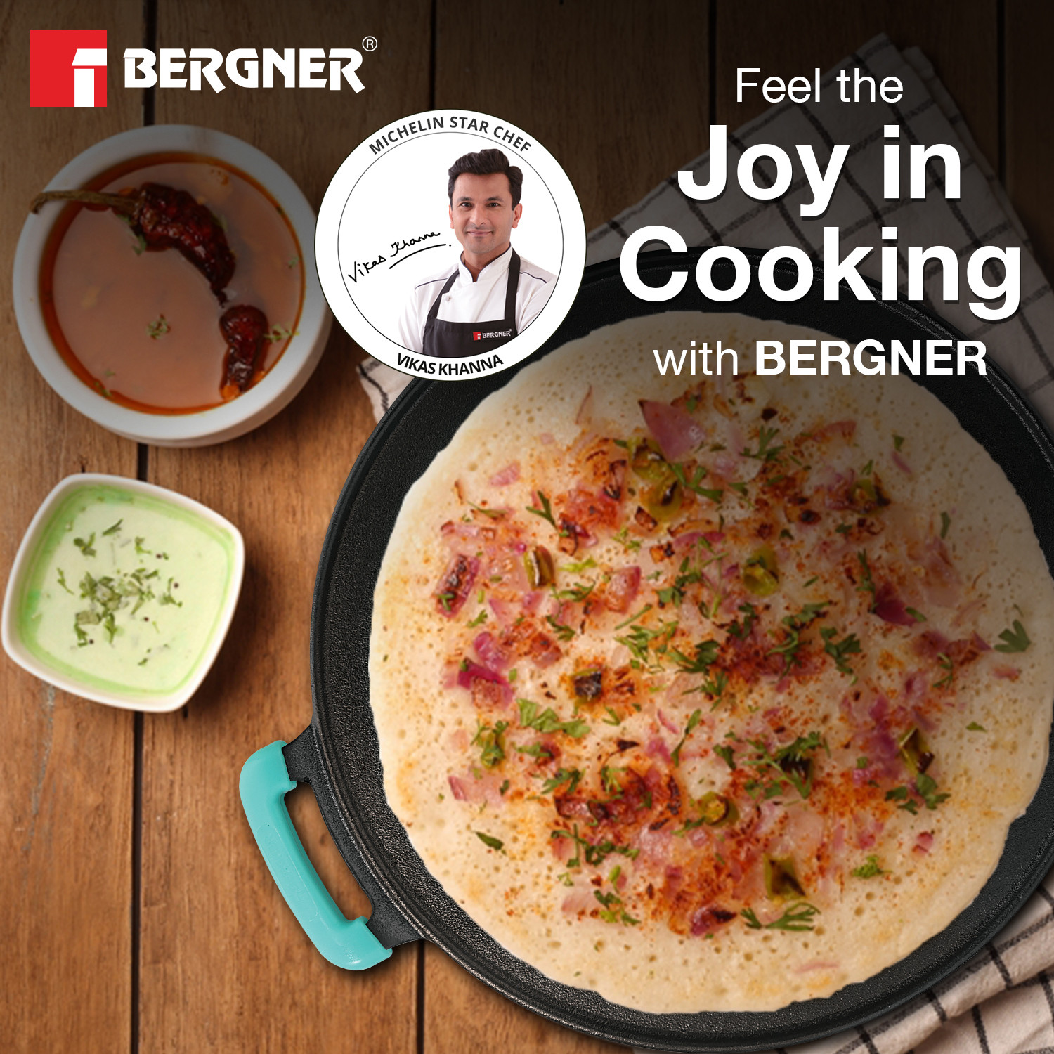Image of BERGNER Eco Cast Iron Flat Multi Tawa 30 cm diameter