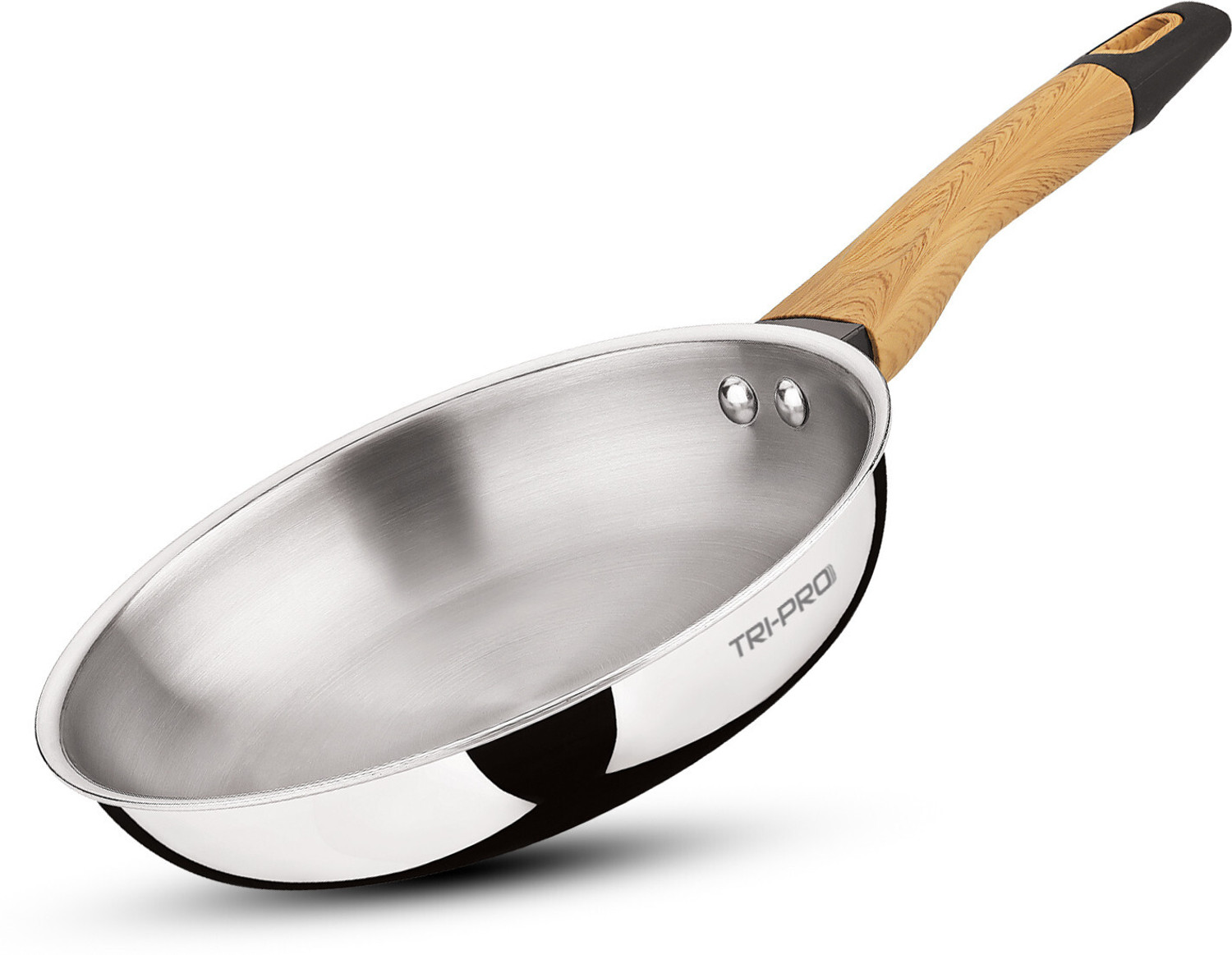 Image of BERGNER TriPro Tri-Ply 24cm Frypan with Wooden Soft Touch Handle, Healthy Coating| Fry Pan 24 cm diameter 1.8 L capacity